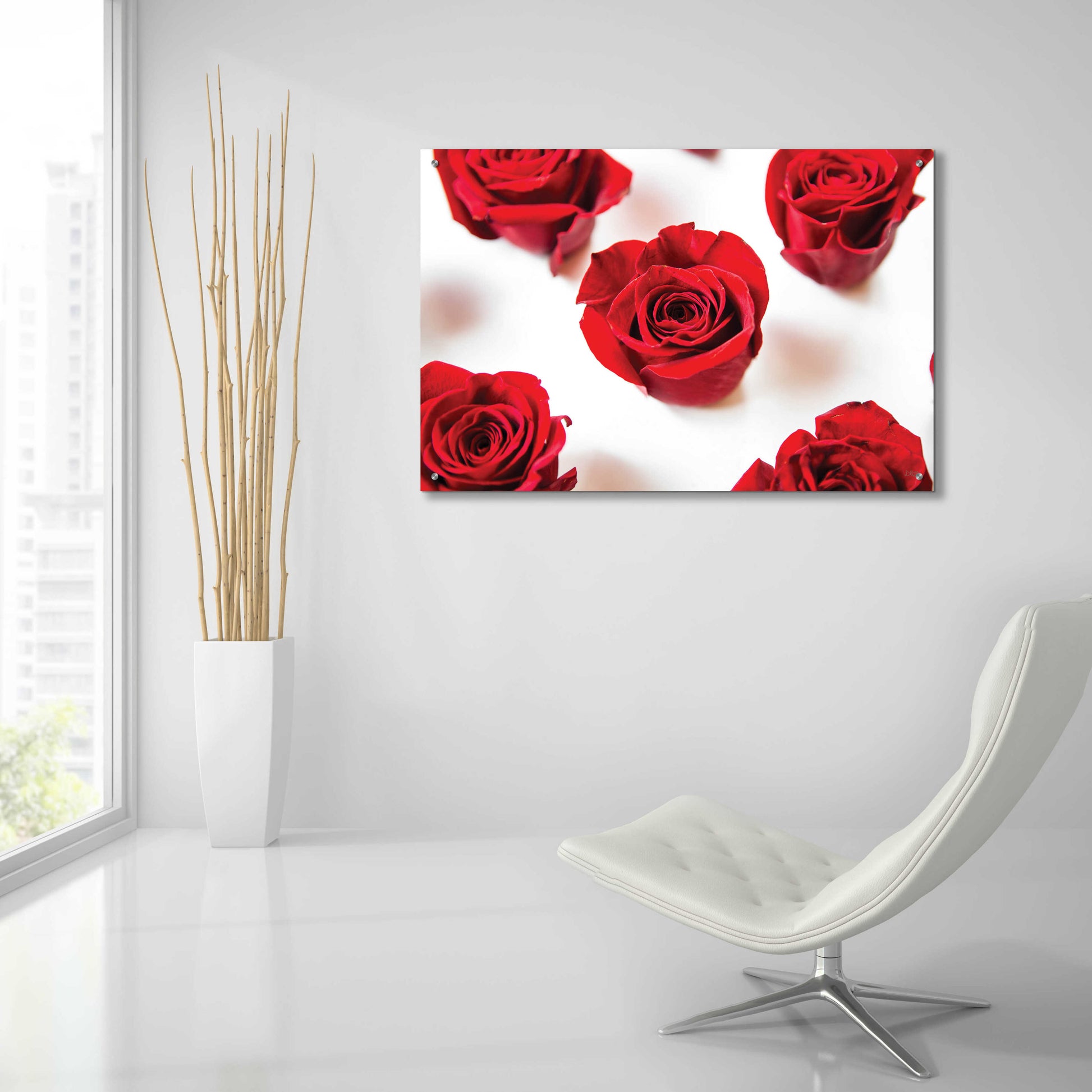 Epic Art 'Red Roses I' by Donnie Quillen, Acrylic Glass Wall Art,36x24