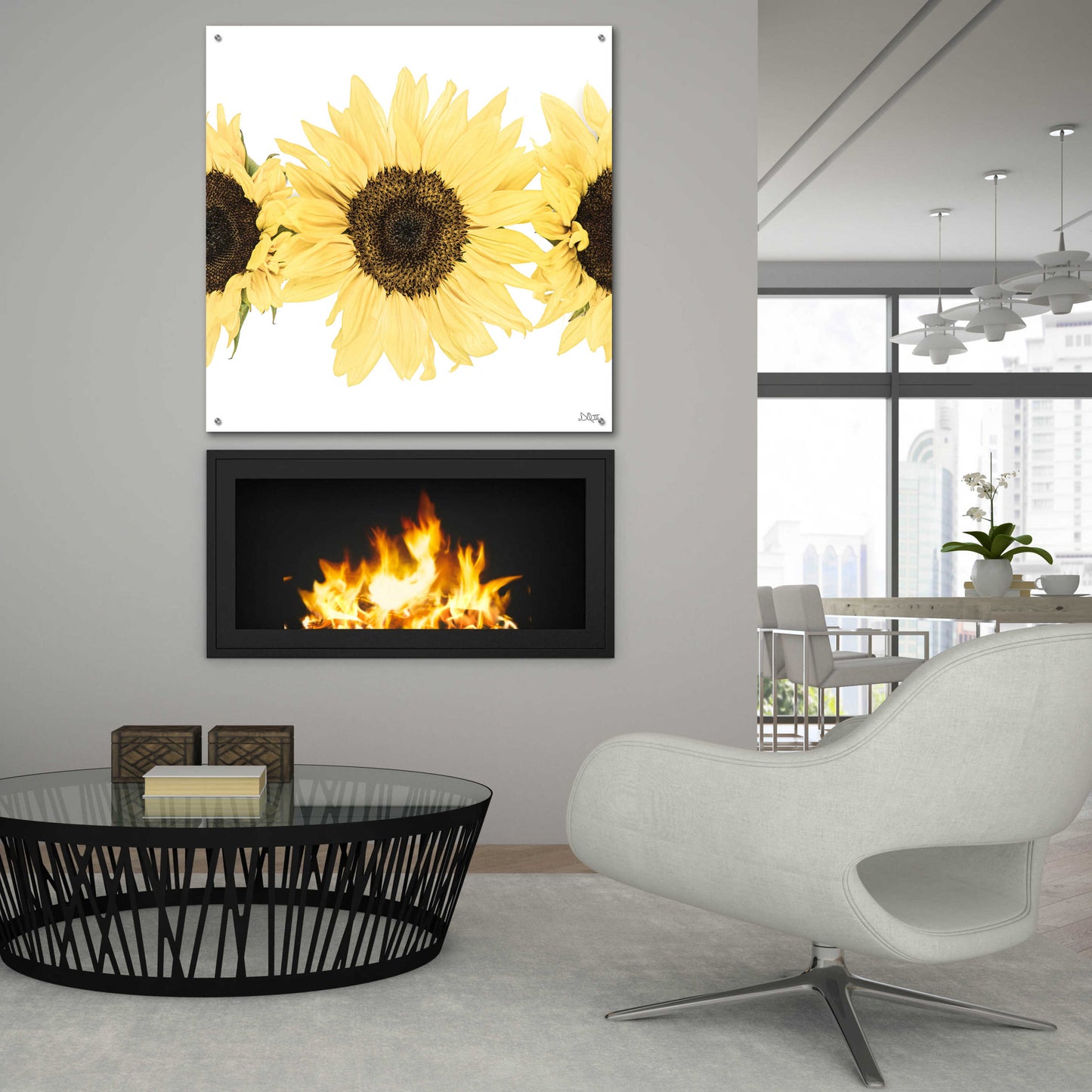 Epic Art 'Sunflowers in a Row I' by Donnie Quillen, Acrylic Glass Wall Art,36x36