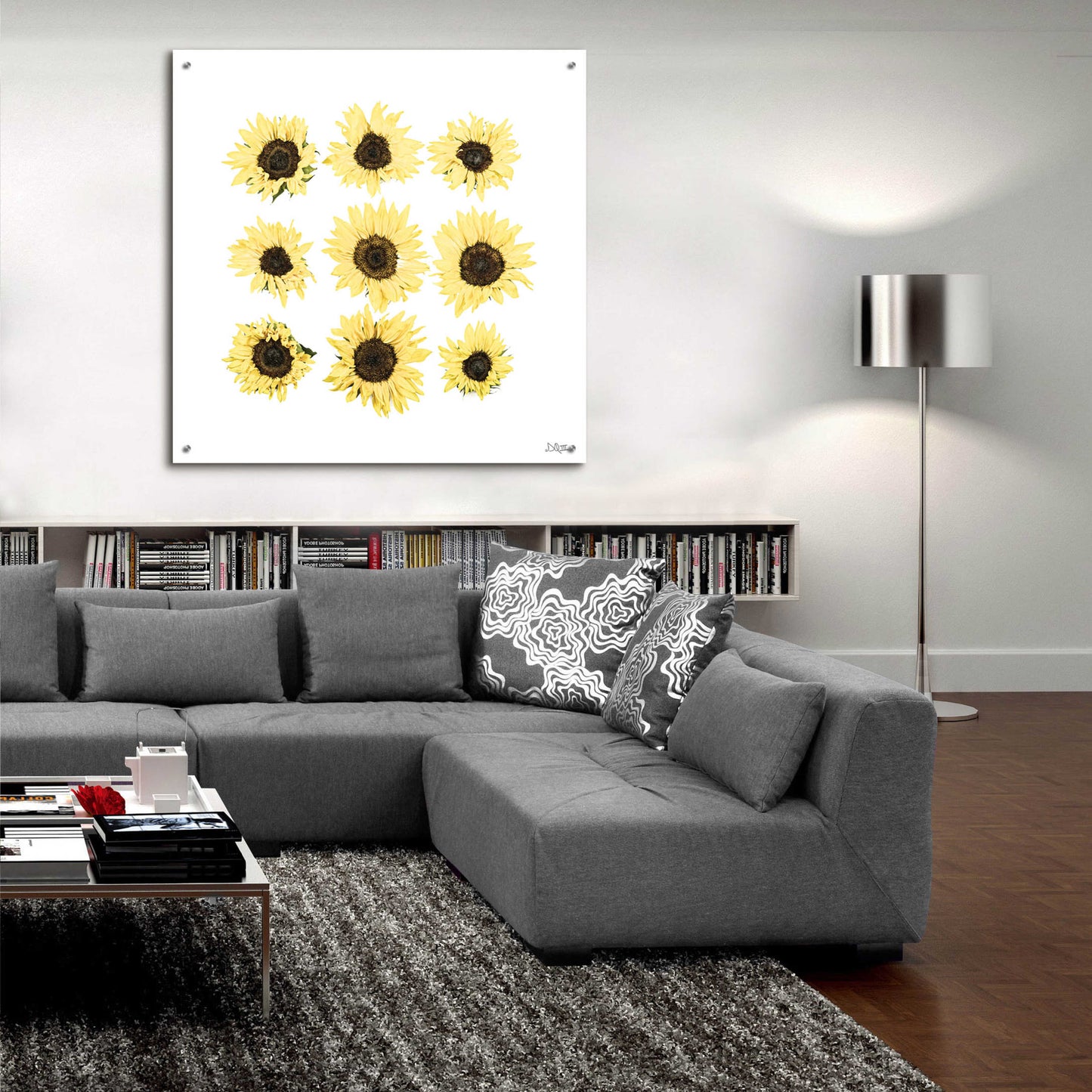 Epic Art 'Sunflowers in a Row II' by Donnie Quillen, Acrylic Glass Wall Art,36x36