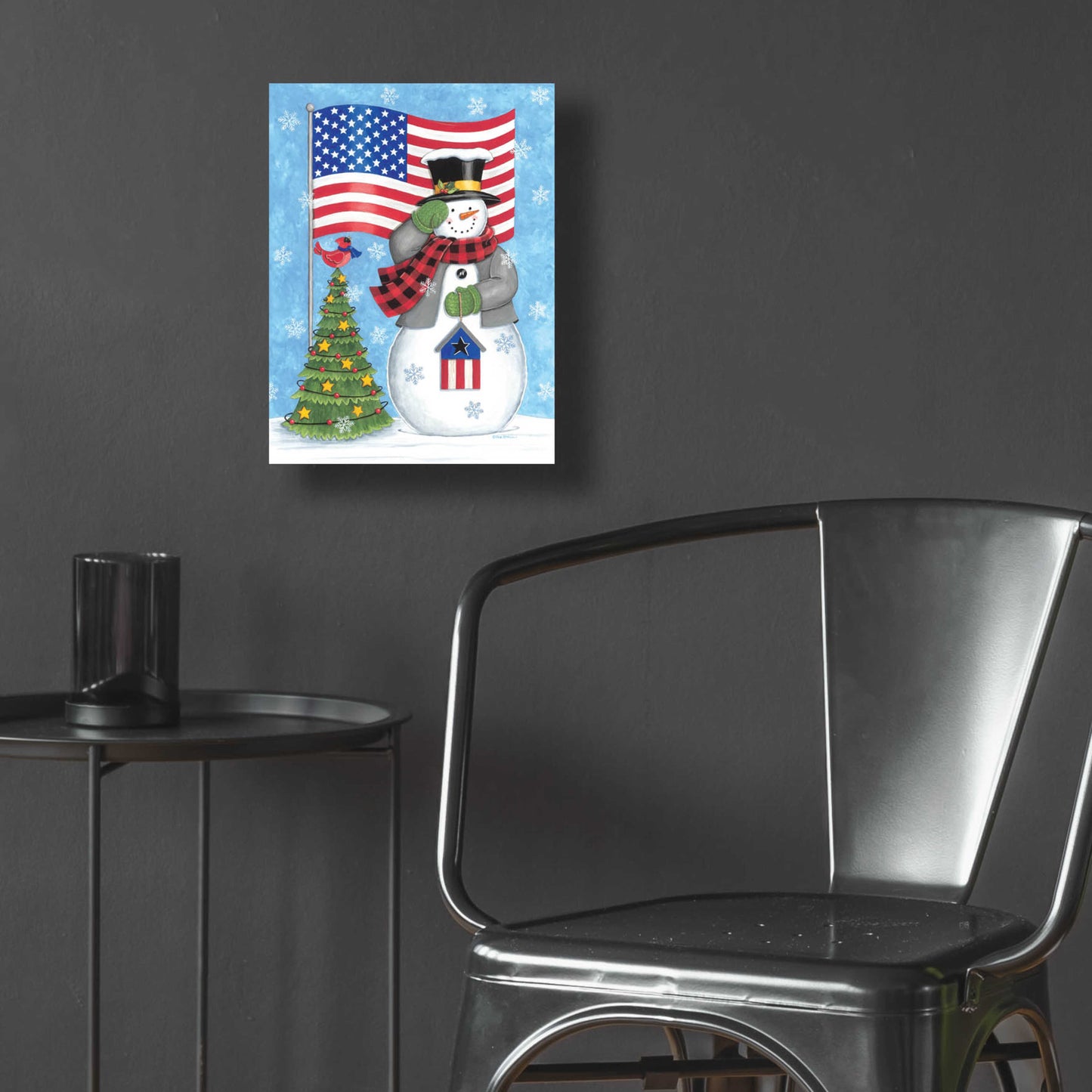 Epic Art 'Patriotic Snowman' by Deb Strain, Acrylic Glass Wall Art,12x16