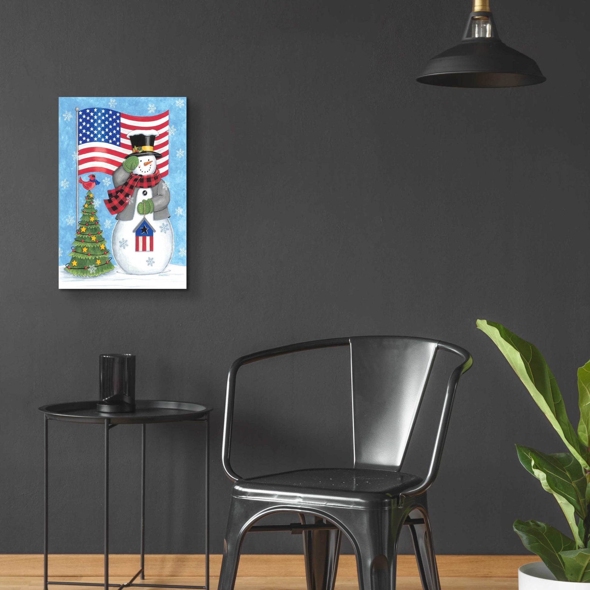 Epic Art 'Patriotic Snowman' by Deb Strain, Acrylic Glass Wall Art,16x24