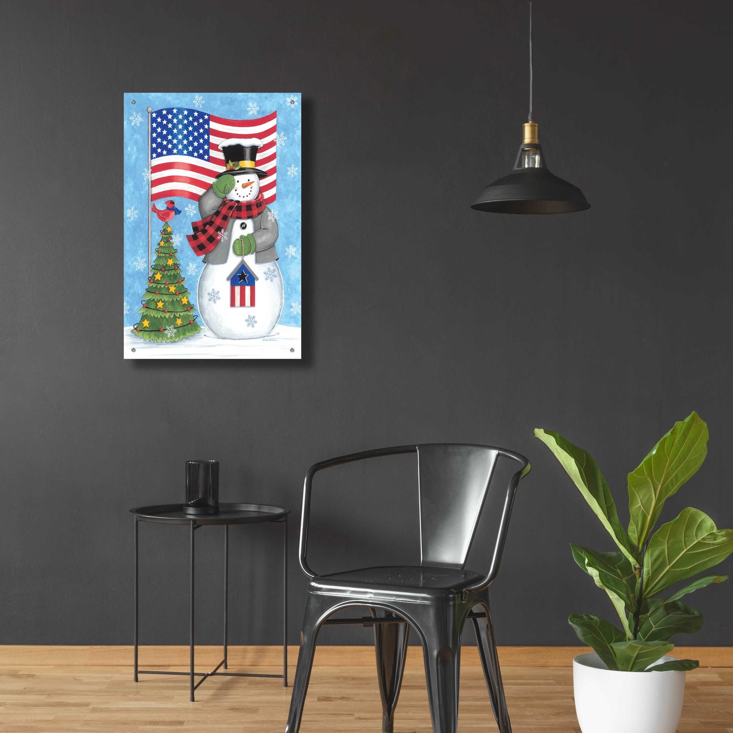 Epic Art 'Patriotic Snowman' by Deb Strain, Acrylic Glass Wall Art,24x36