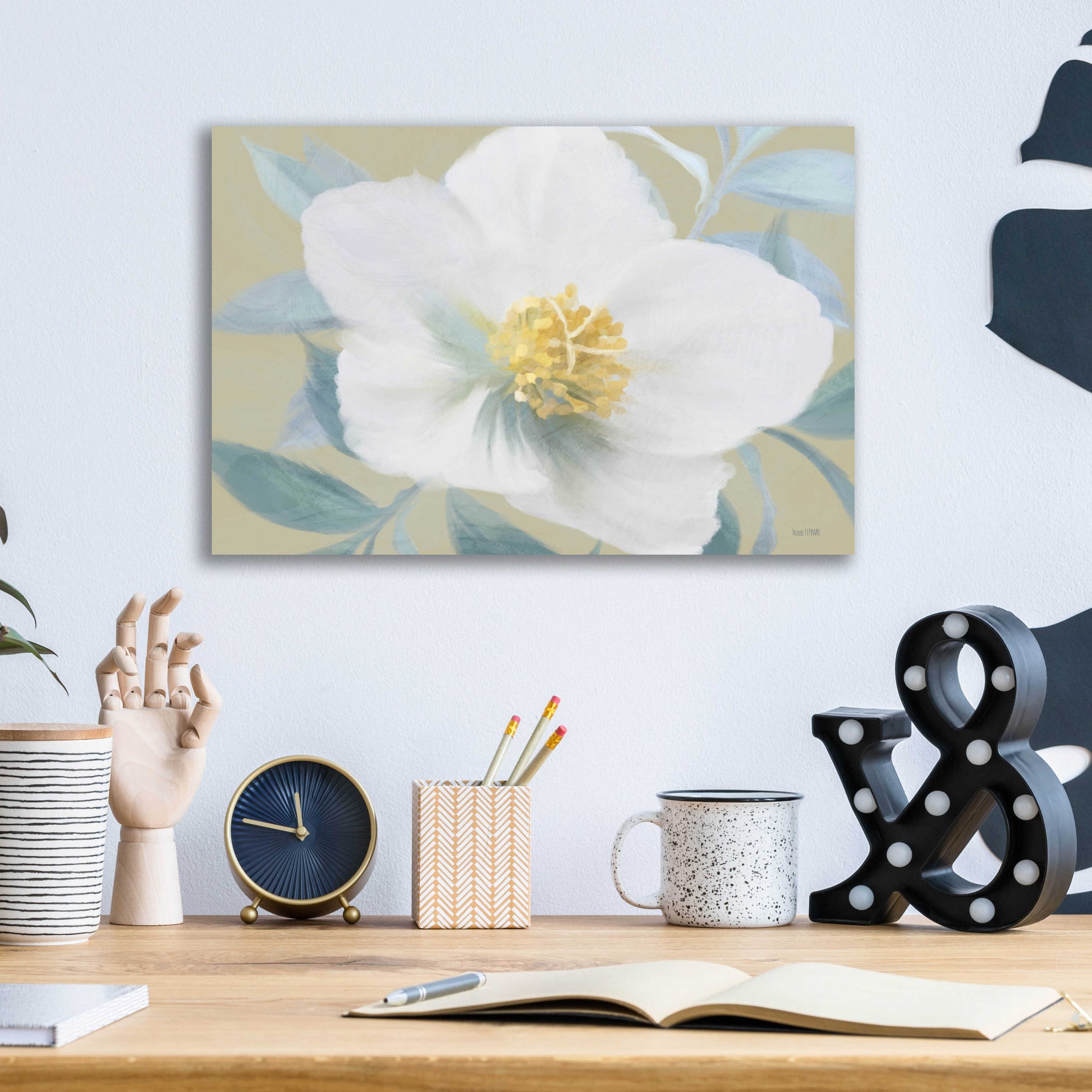 Epic Art 'Golden Bloom' by House Fenway, Acrylic Glass Wall Art,16x12