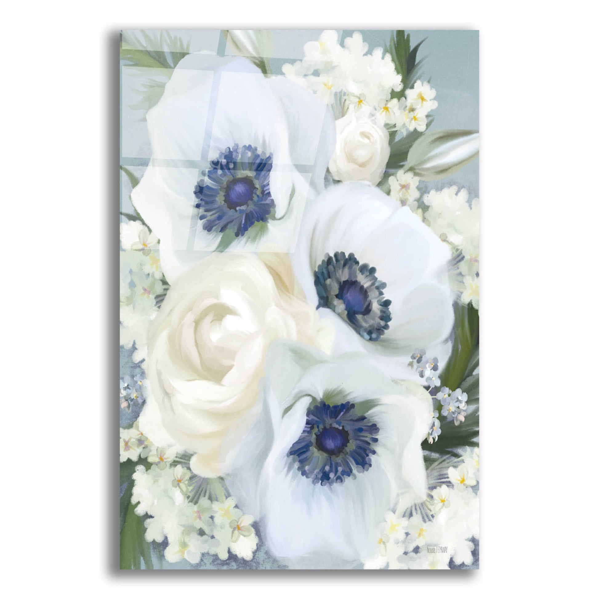 Epic Art 'Anemones in Blue I' by House Fenway, Acrylic Glass Wall Art,12x16