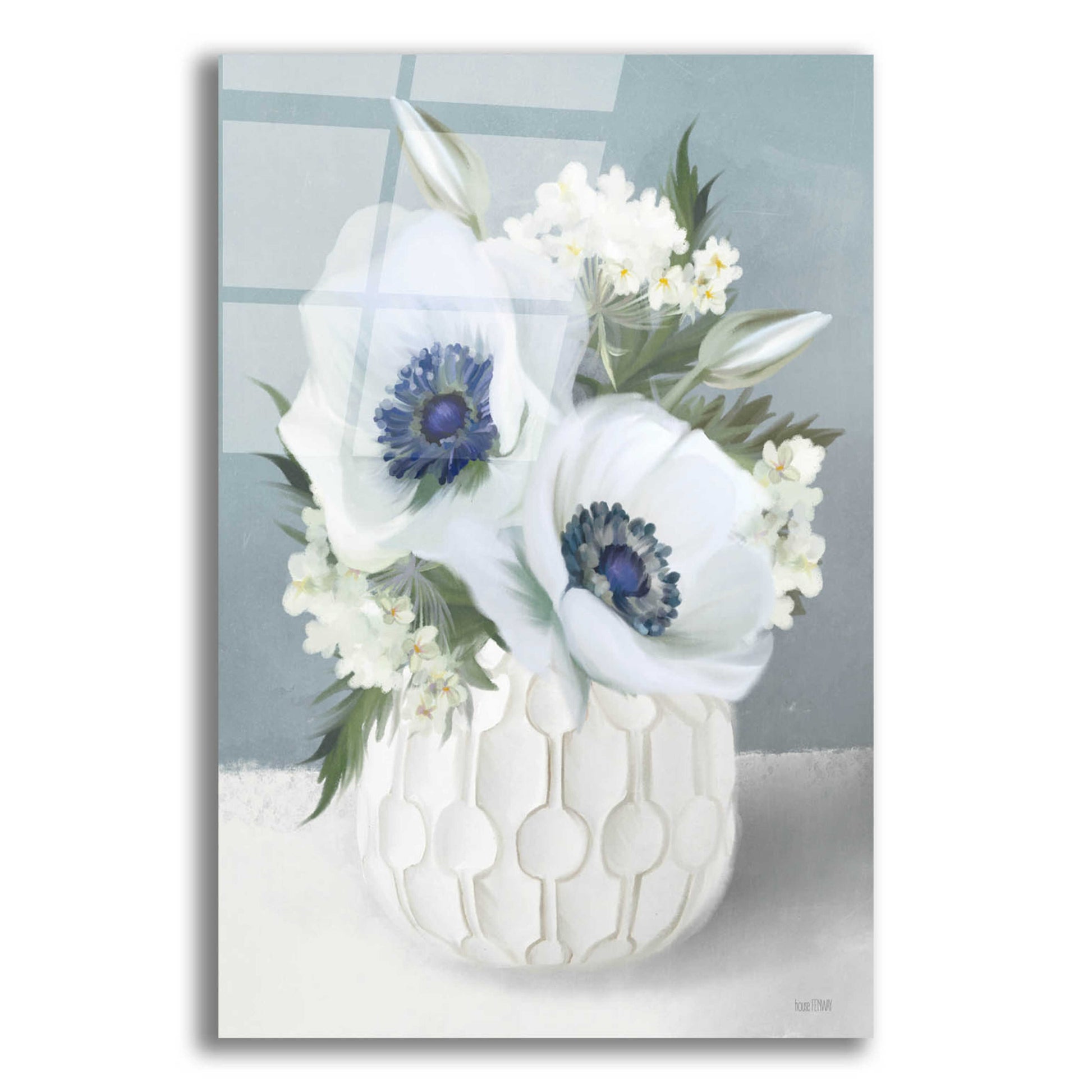 Epic Art 'Anemones in Blue II' by House Fenway, Acrylic Glass Wall Art,12x16