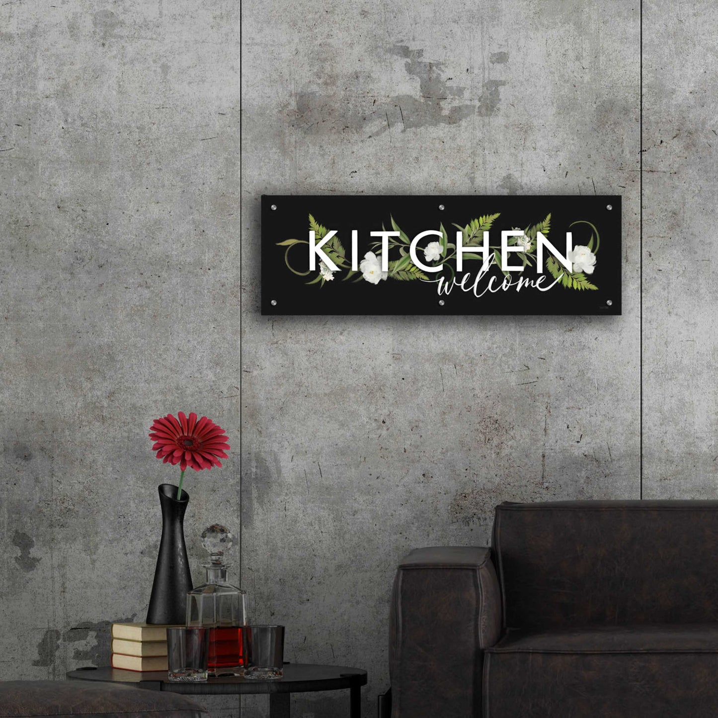 Epic Art 'Kitchen Welcome' by House Fenway, Acrylic Glass Wall Art,36x12