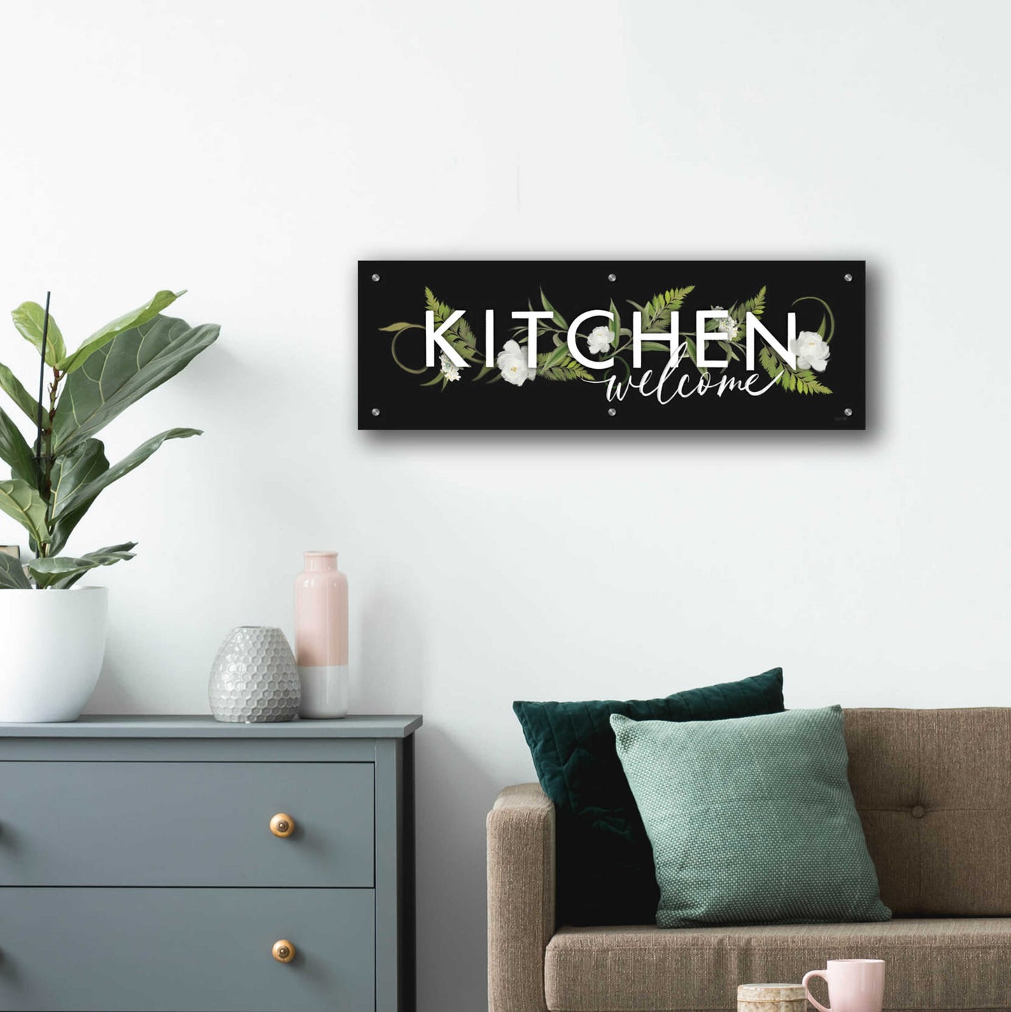 Epic Art 'Kitchen Welcome' by House Fenway, Acrylic Glass Wall Art,36x12