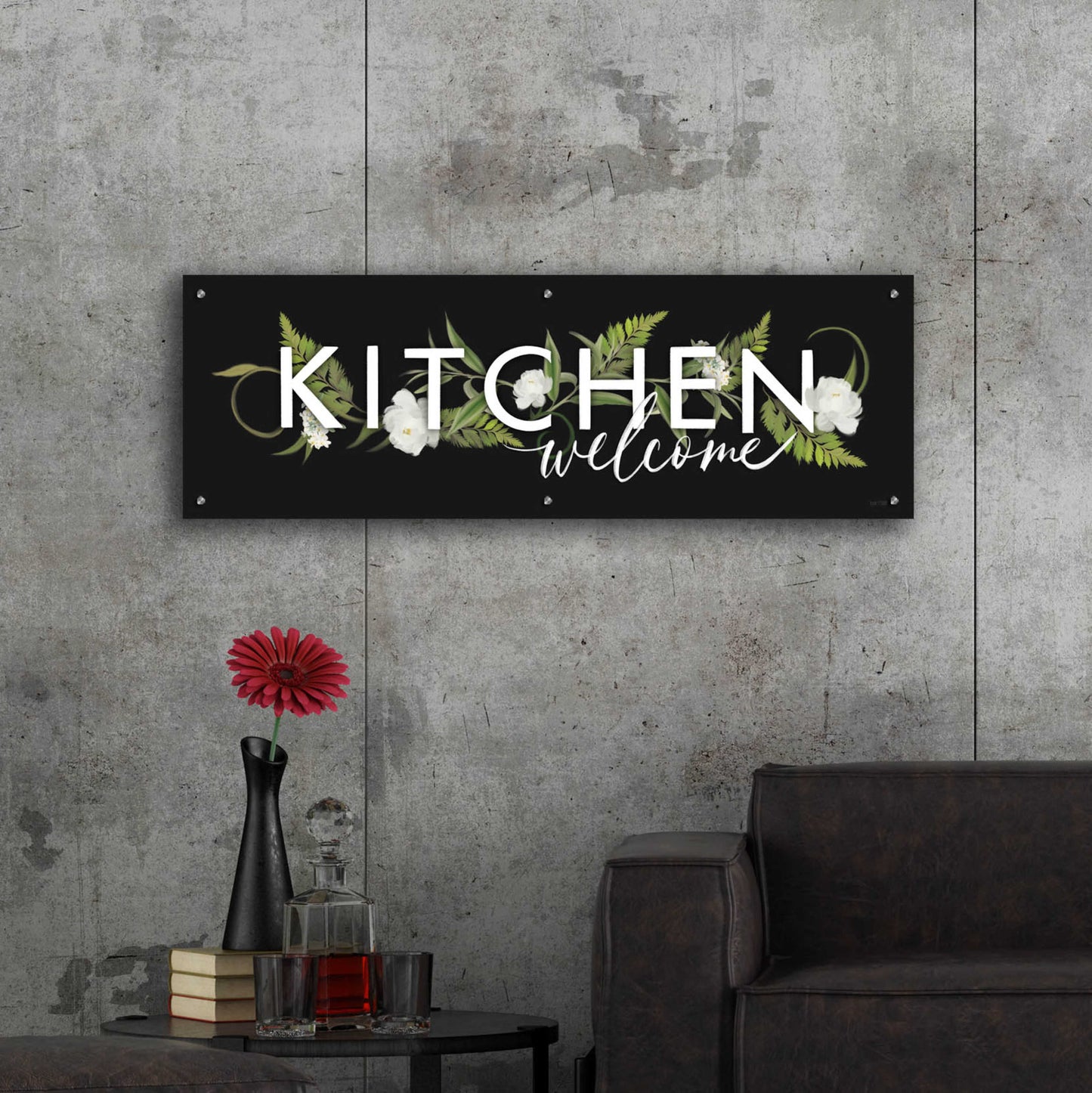 Epic Art 'Kitchen Welcome' by House Fenway, Acrylic Glass Wall Art,48x16