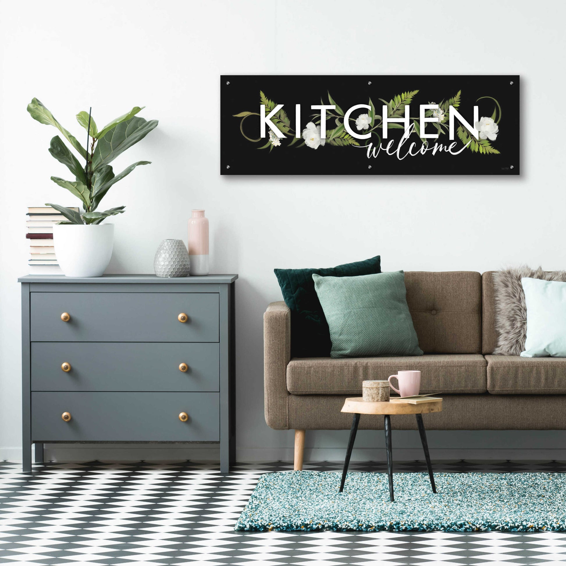 Epic Art 'Kitchen Welcome' by House Fenway, Acrylic Glass Wall Art,48x16