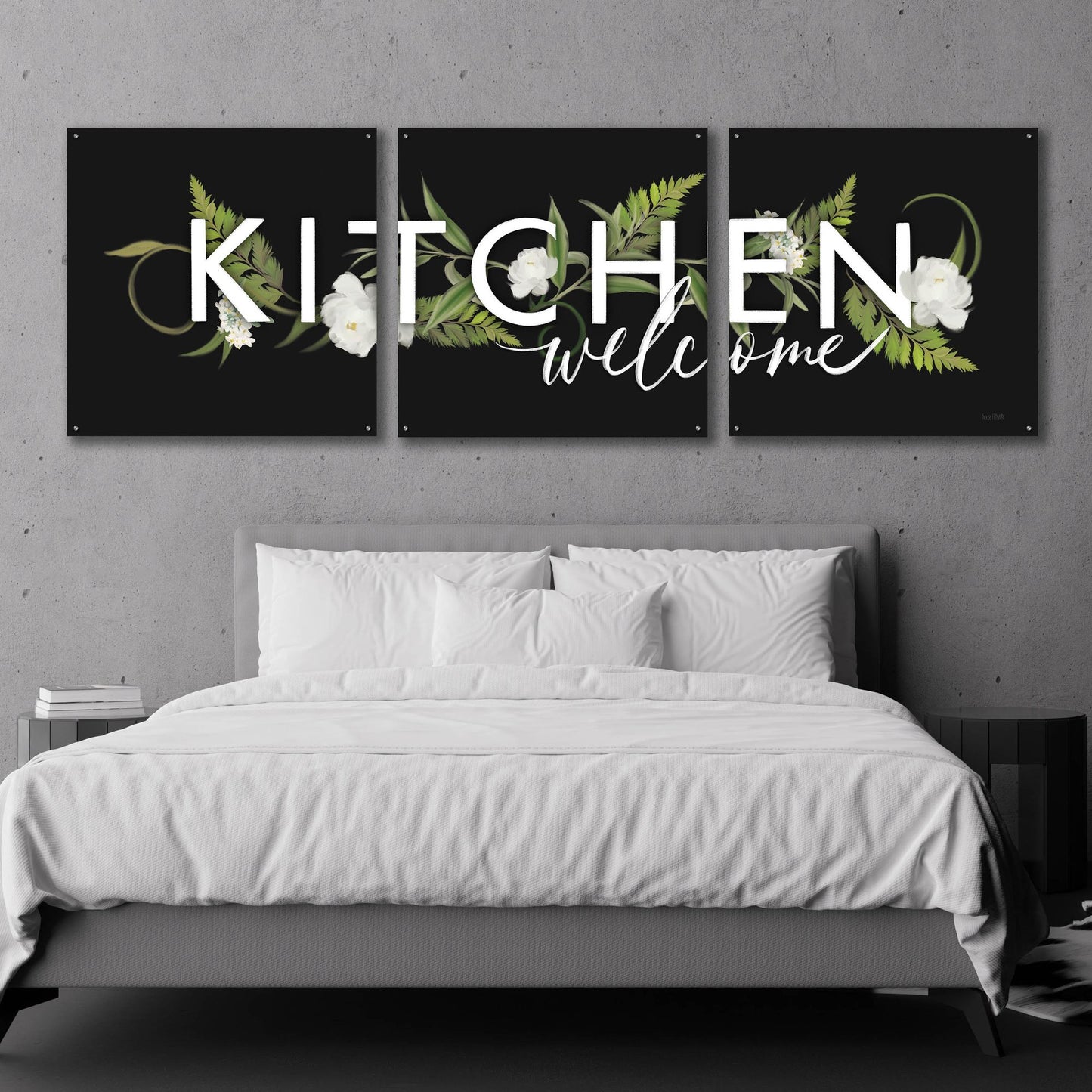 Epic Art 'Kitchen Welcome' by House Fenway, Acrylic Glass Wall Art, 3 Piece Set,108x36