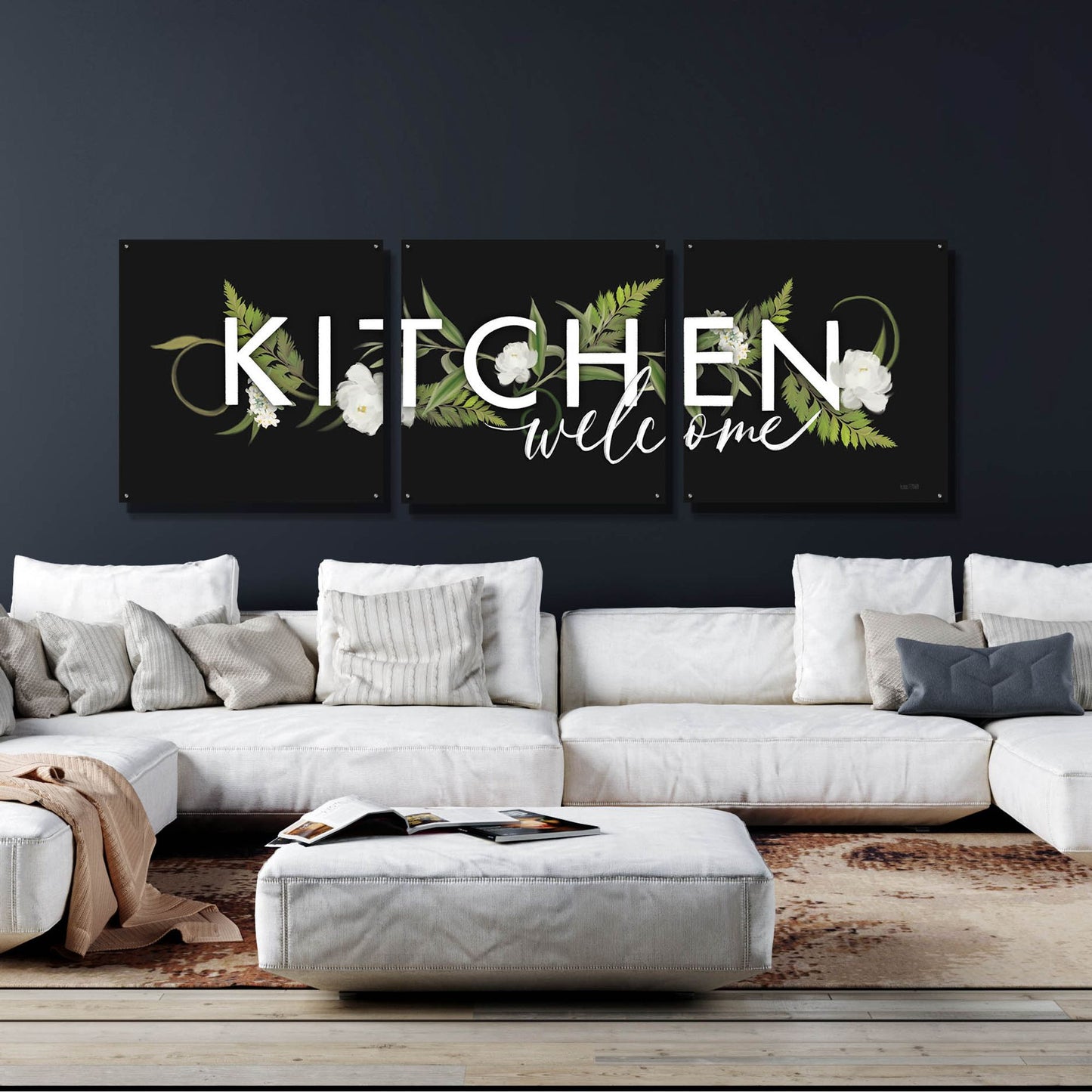 Epic Art 'Kitchen Welcome' by House Fenway, Acrylic Glass Wall Art, 3 Piece Set,108x36