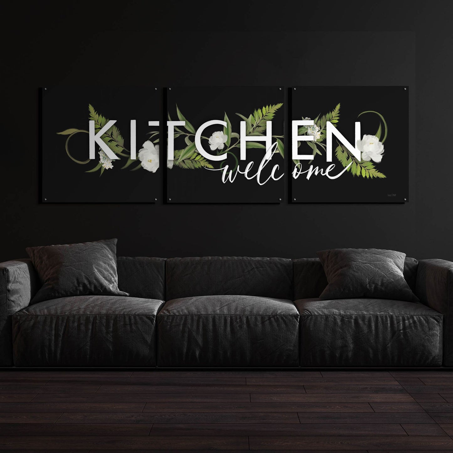 Epic Art 'Kitchen Welcome' by House Fenway, Acrylic Glass Wall Art, 3 Piece Set,108x36