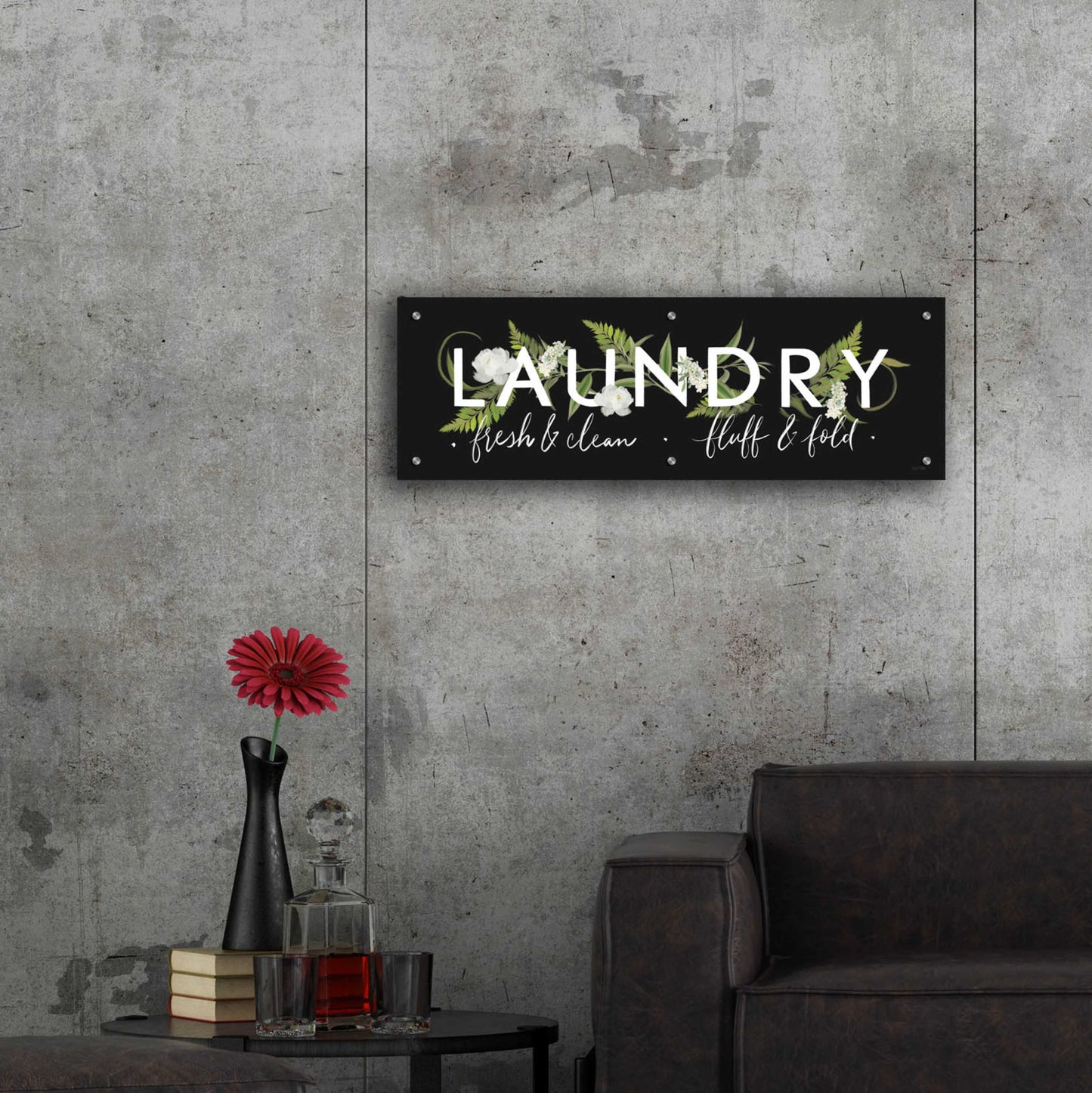 Epic Art 'Laundry Sign' by House Fenway, Acrylic Glass Wall Art,36x12