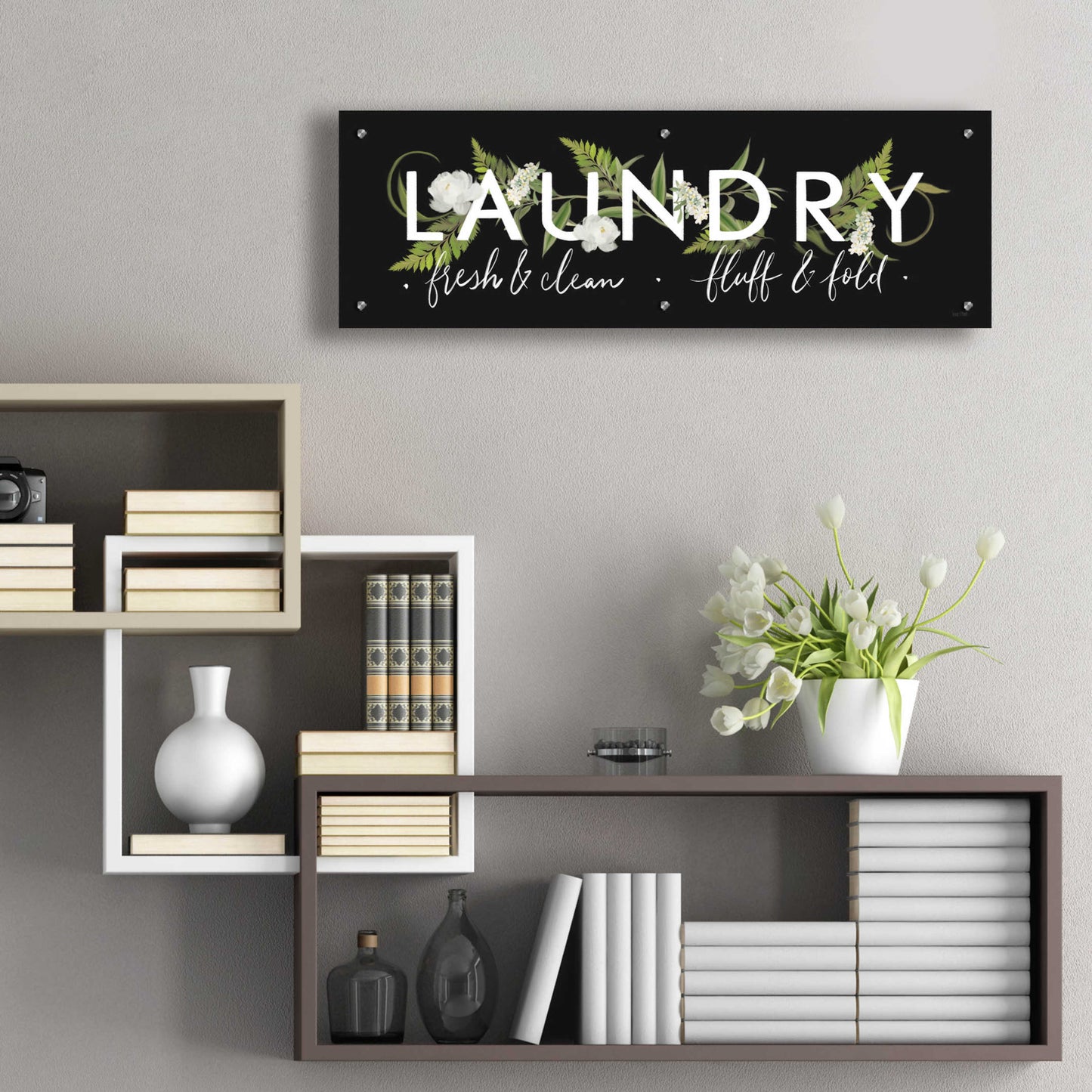 Epic Art 'Laundry Sign' by House Fenway, Acrylic Glass Wall Art,36x12