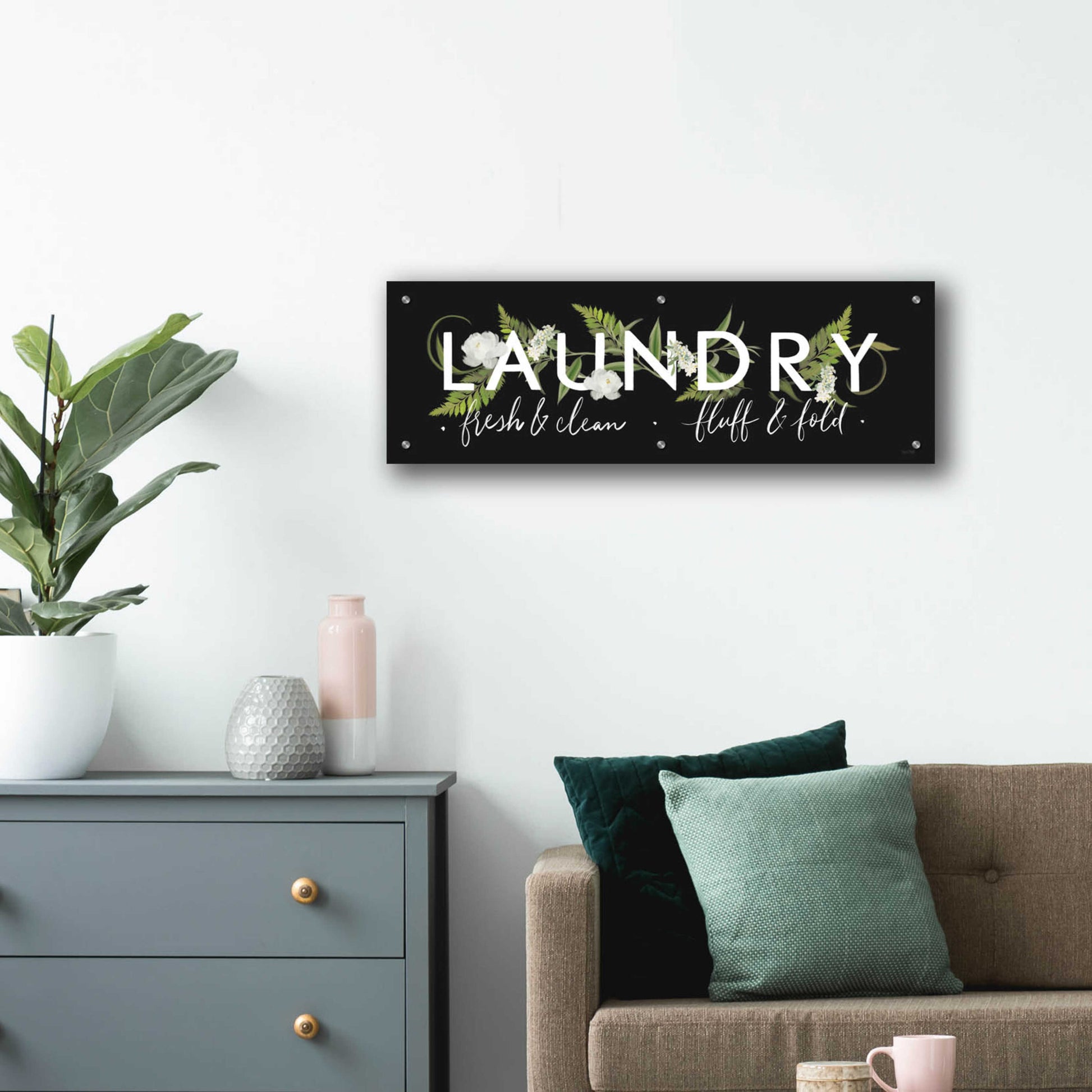 Epic Art 'Laundry Sign' by House Fenway, Acrylic Glass Wall Art,36x12