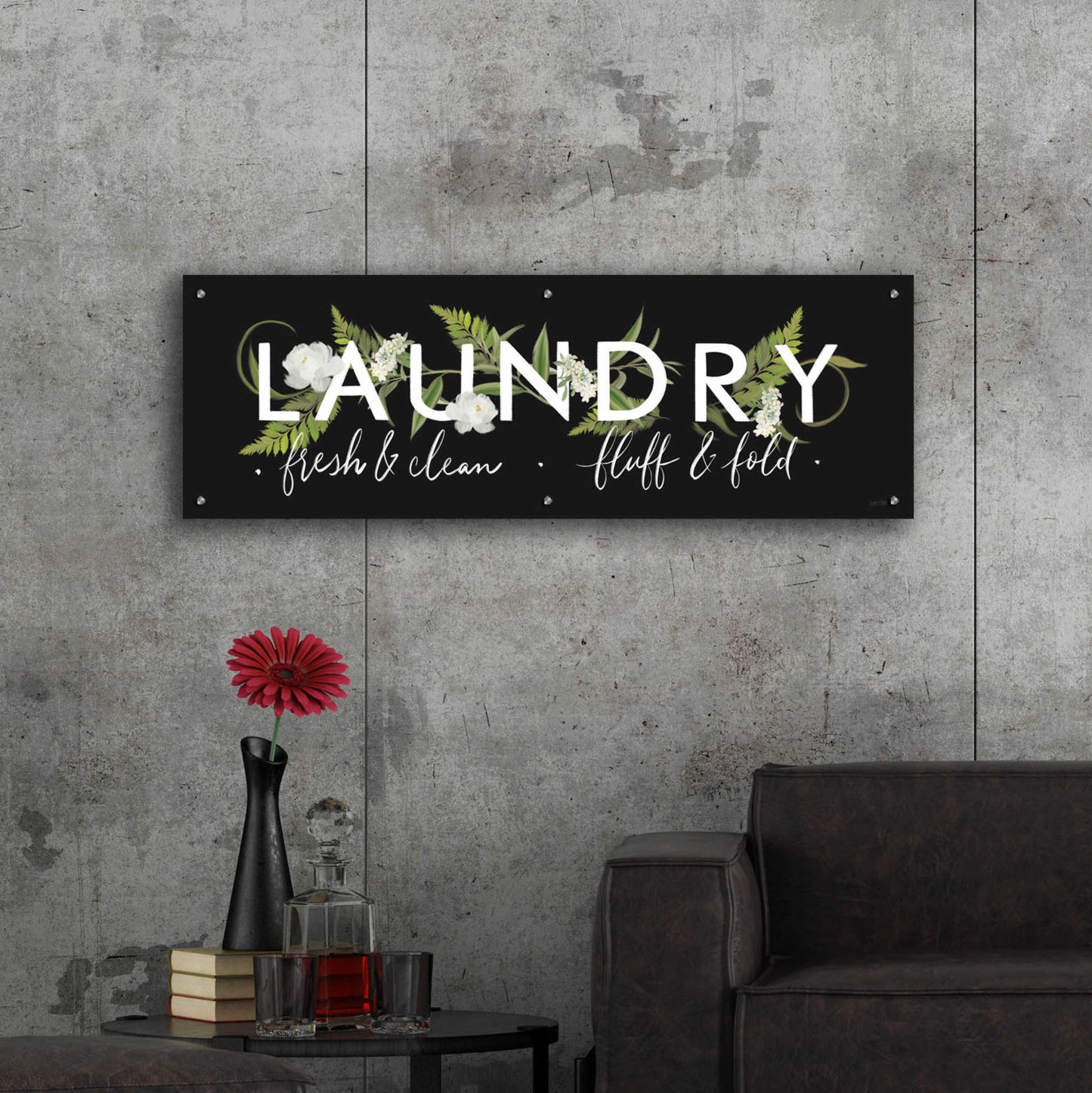 Epic Art 'Laundry Sign' by House Fenway, Acrylic Glass Wall Art,48x16