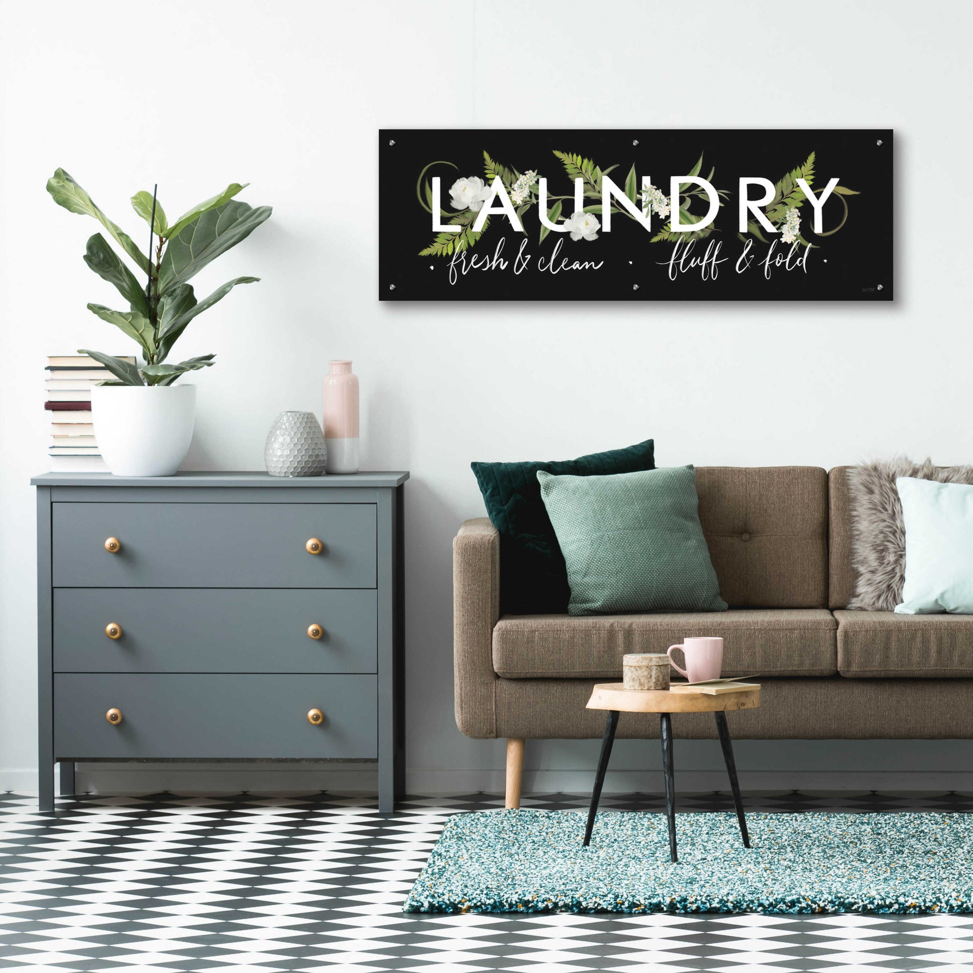 Epic Art 'Laundry Sign' by House Fenway, Acrylic Glass Wall Art,48x16