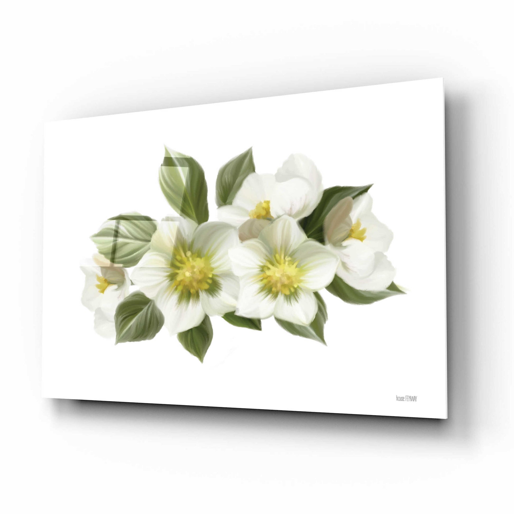 Epic Art 'White Wildflowers' by House Fenway, Acrylic Glass Wall Art,16x12