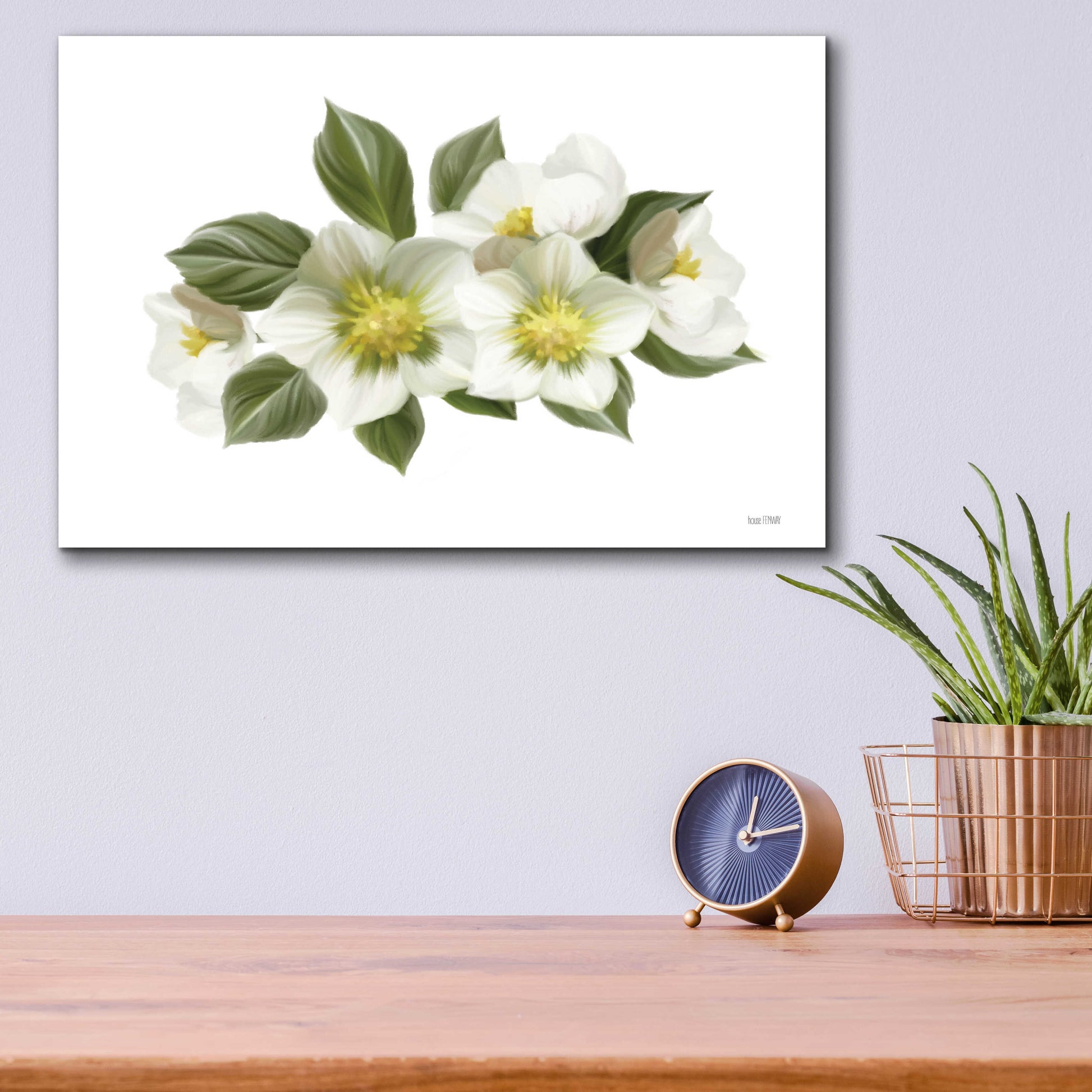 Epic Art 'White Wildflowers' by House Fenway, Acrylic Glass Wall Art,16x12