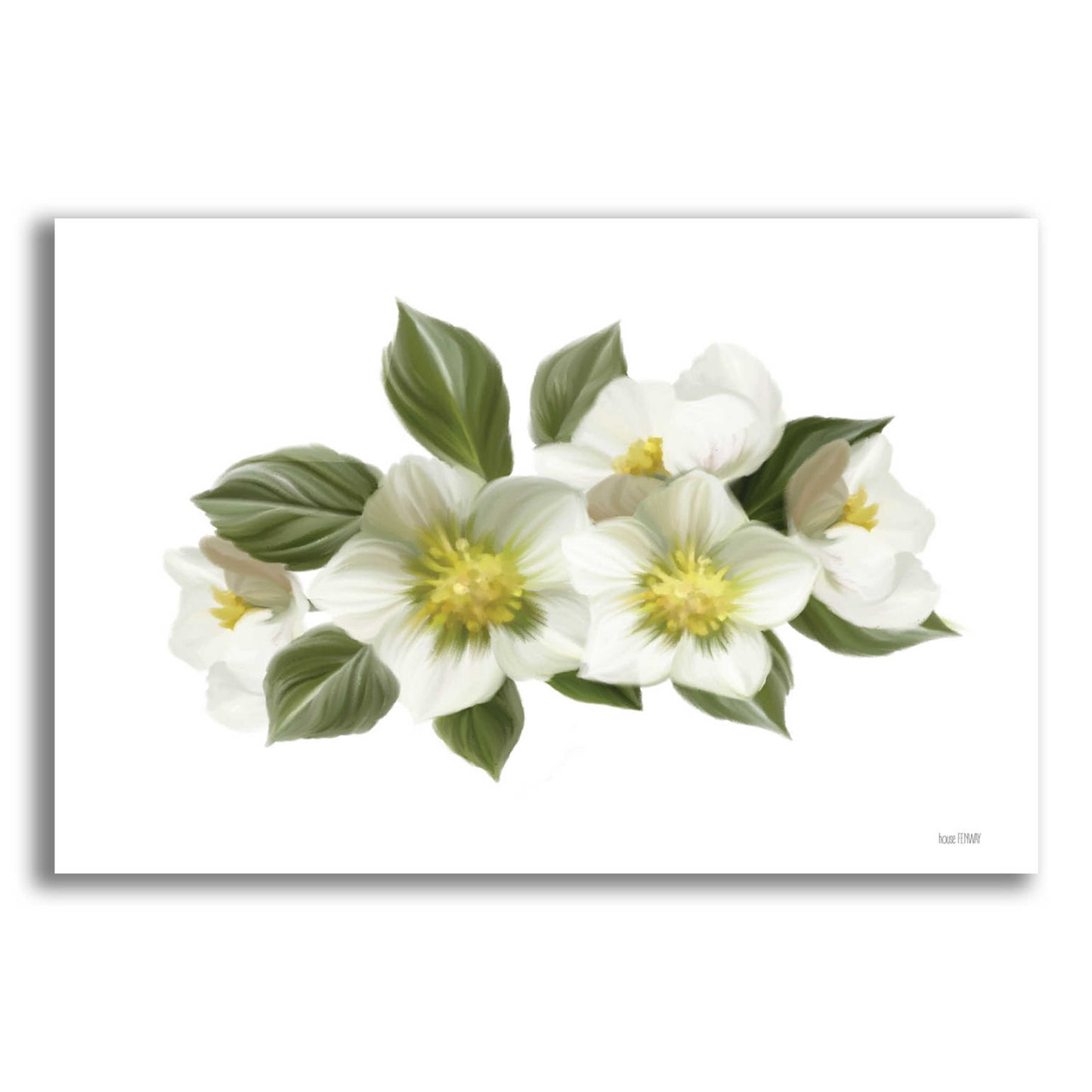 Epic Art 'White Wildflowers' by House Fenway, Acrylic Glass Wall Art,16x12