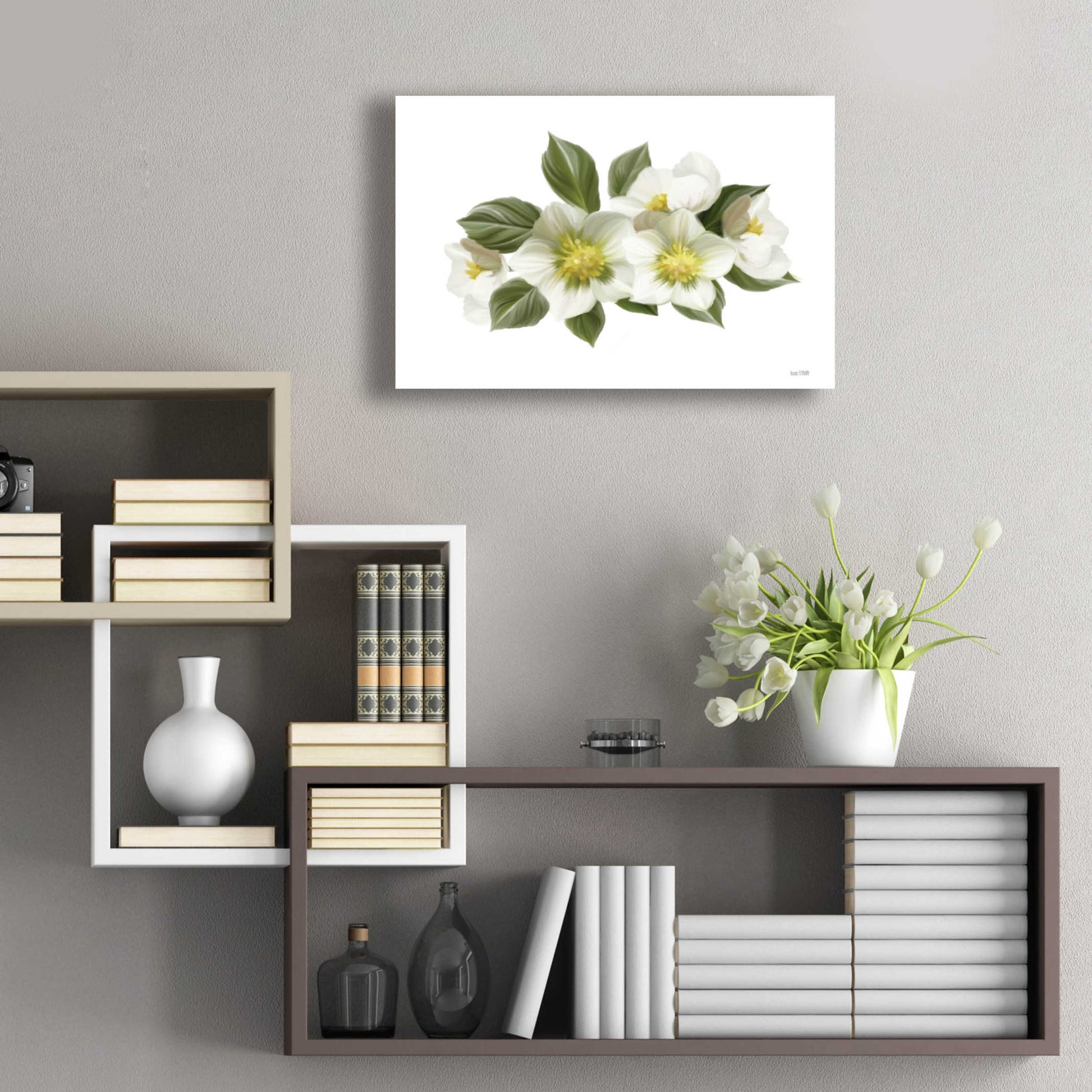 Epic Art 'White Wildflowers' by House Fenway, Acrylic Glass Wall Art,24x16