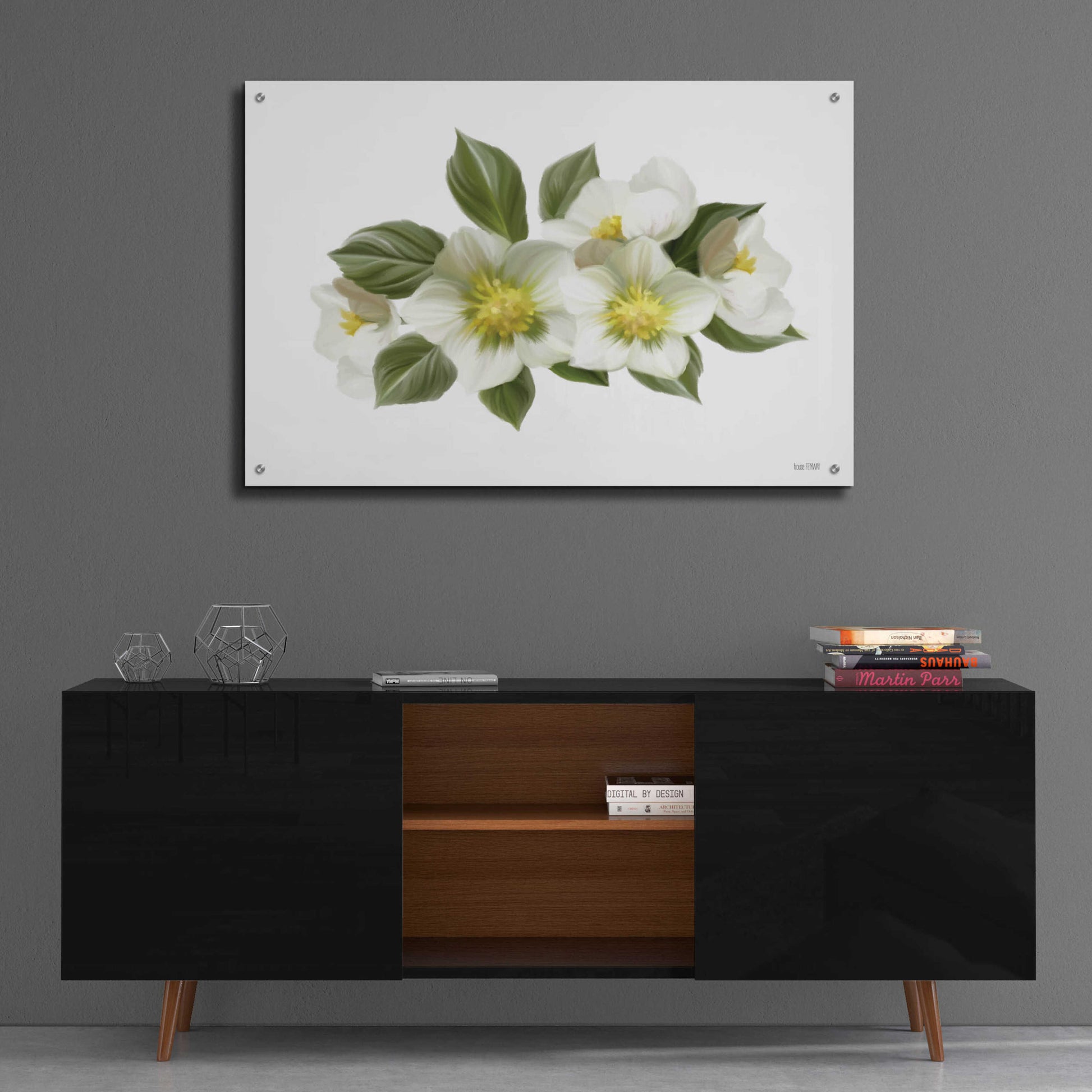 Epic Art 'White Wildflowers' by House Fenway, Acrylic Glass Wall Art,36x24