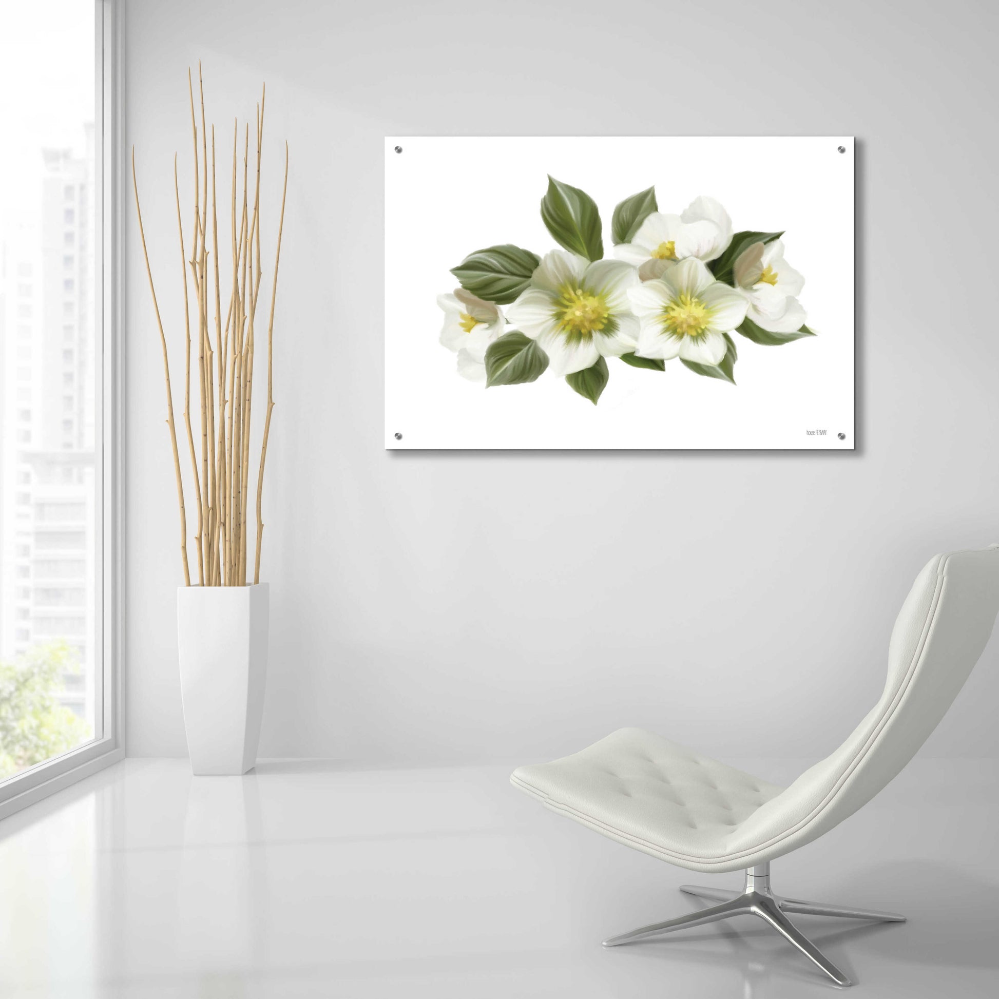 Epic Art 'White Wildflowers' by House Fenway, Acrylic Glass Wall Art,36x24