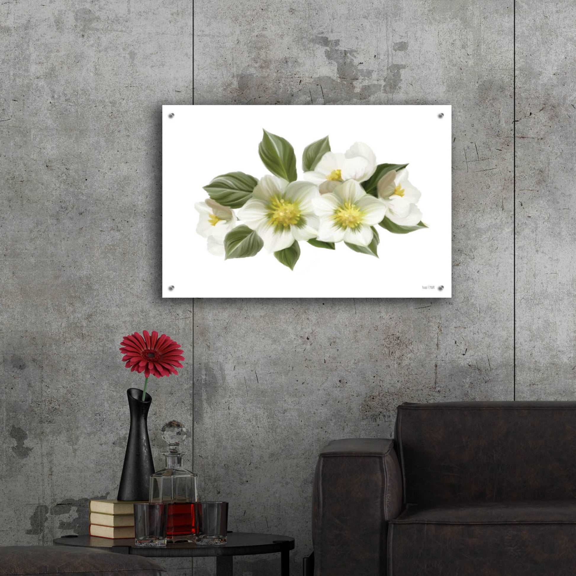 Epic Art 'White Wildflowers' by House Fenway, Acrylic Glass Wall Art,36x24