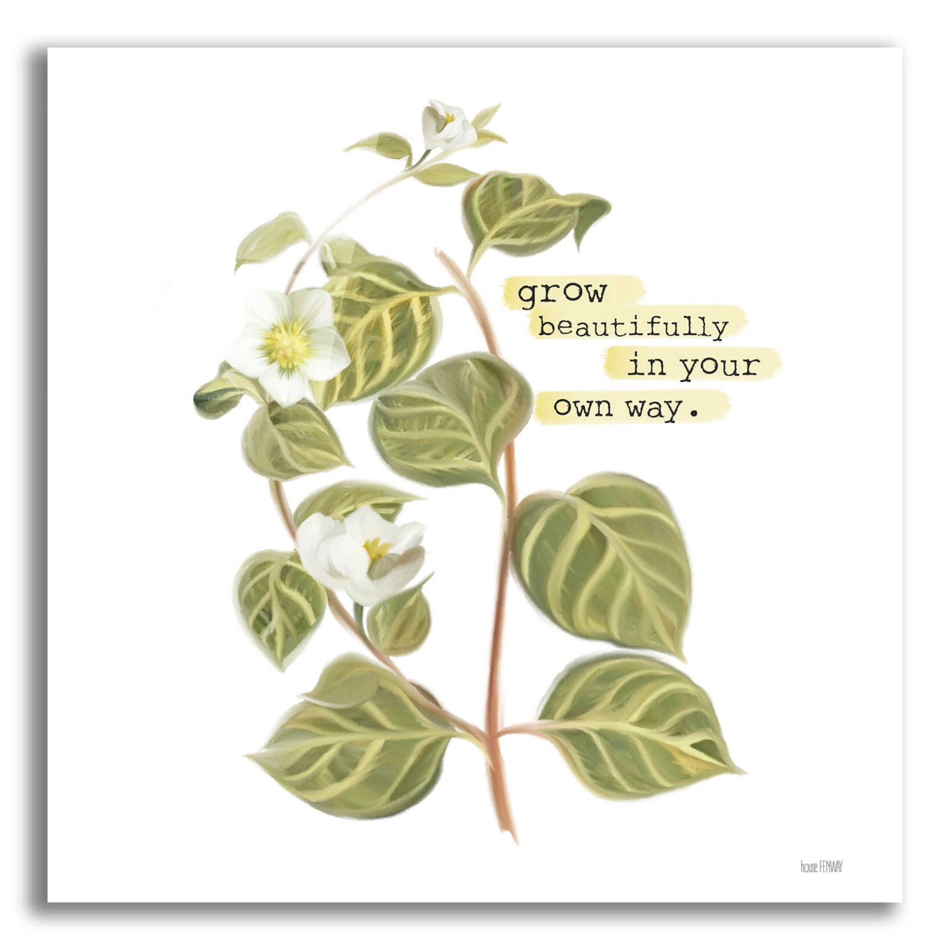 Epic Art 'Grow Beautifully' by House Fenway, Acrylic Glass Wall Art,12x12