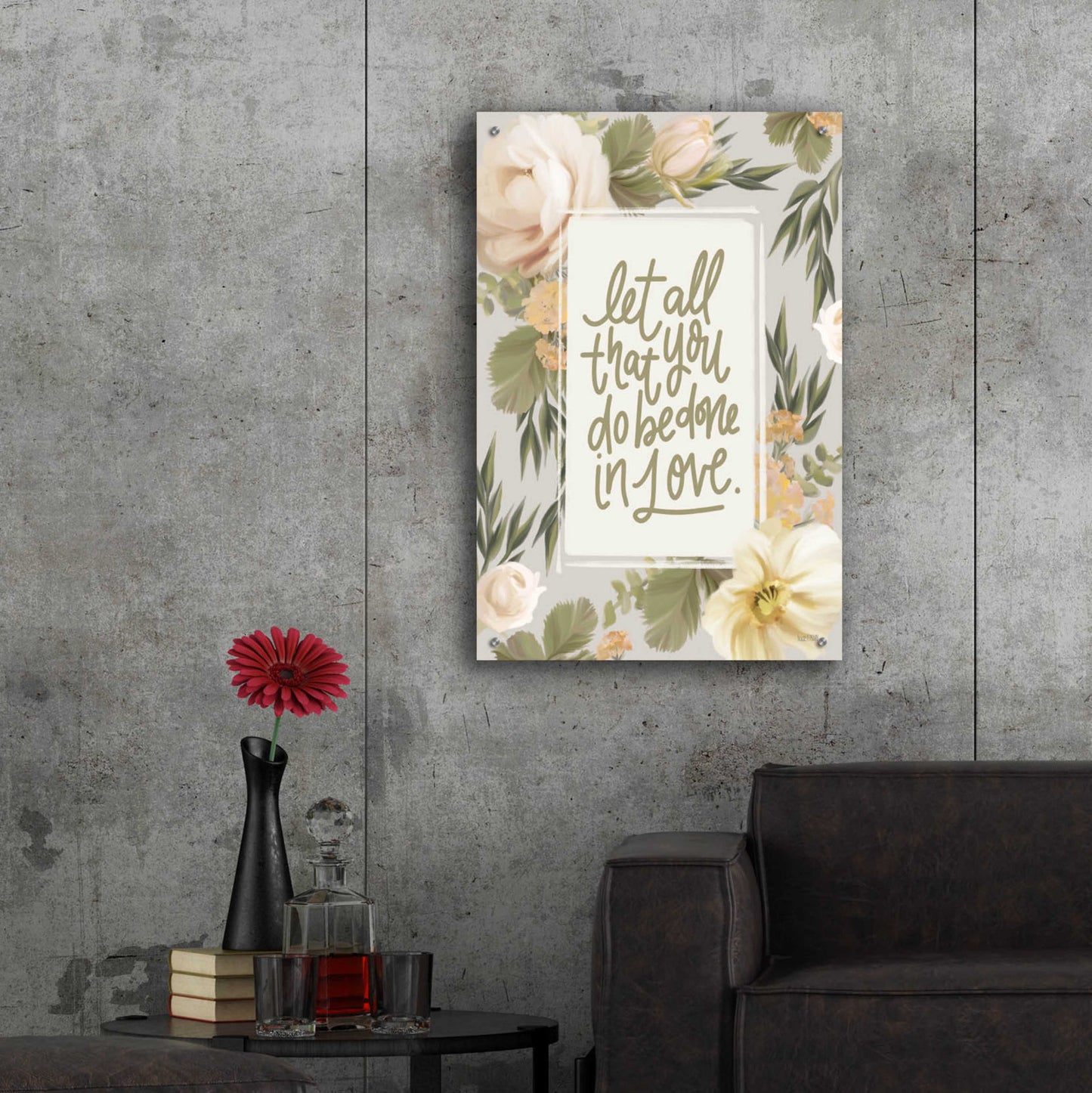 Epic Art 'Be Done in Love Floral' by House Fenway, Acrylic Glass Wall Art,24x36