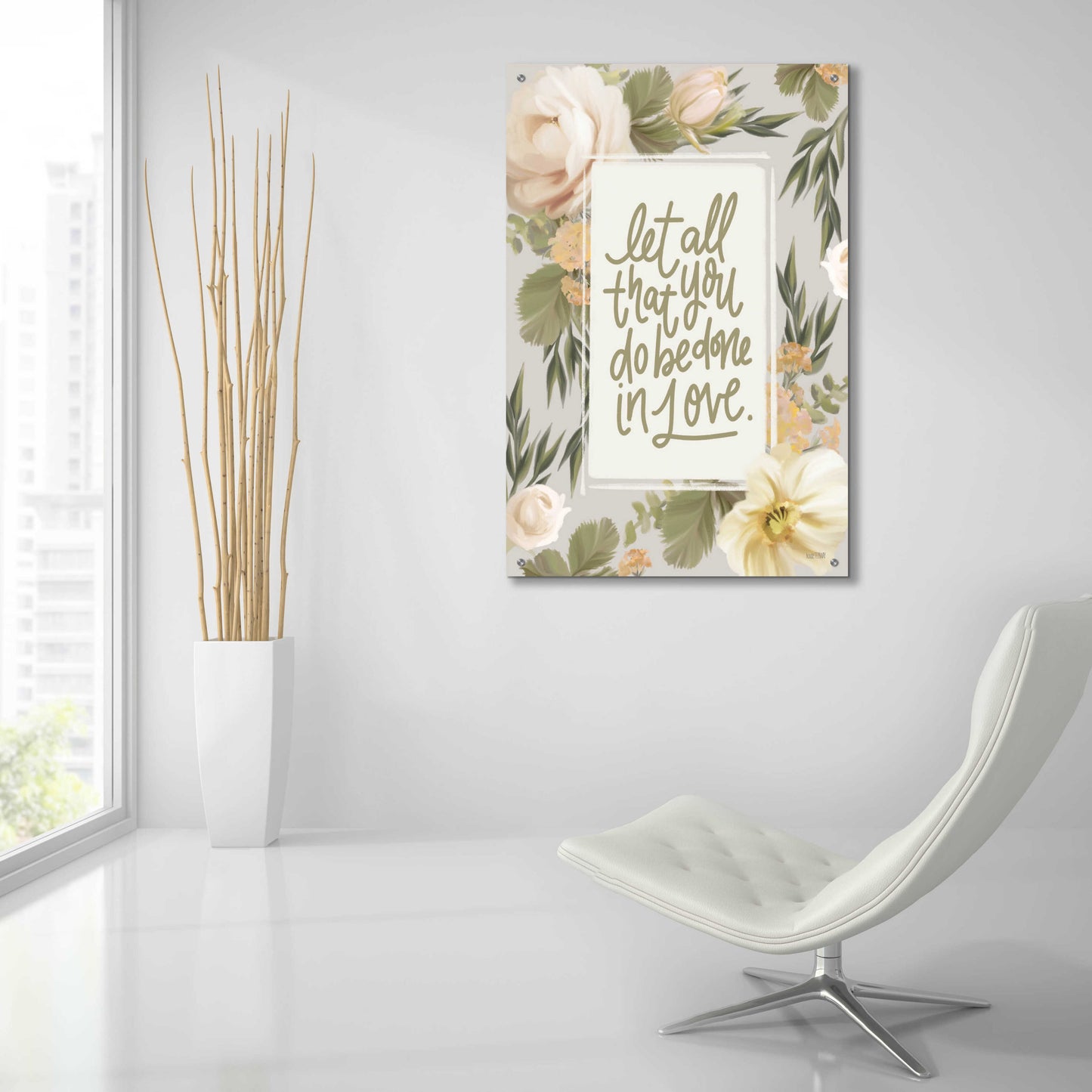 Epic Art 'Be Done in Love Floral' by House Fenway, Acrylic Glass Wall Art,24x36