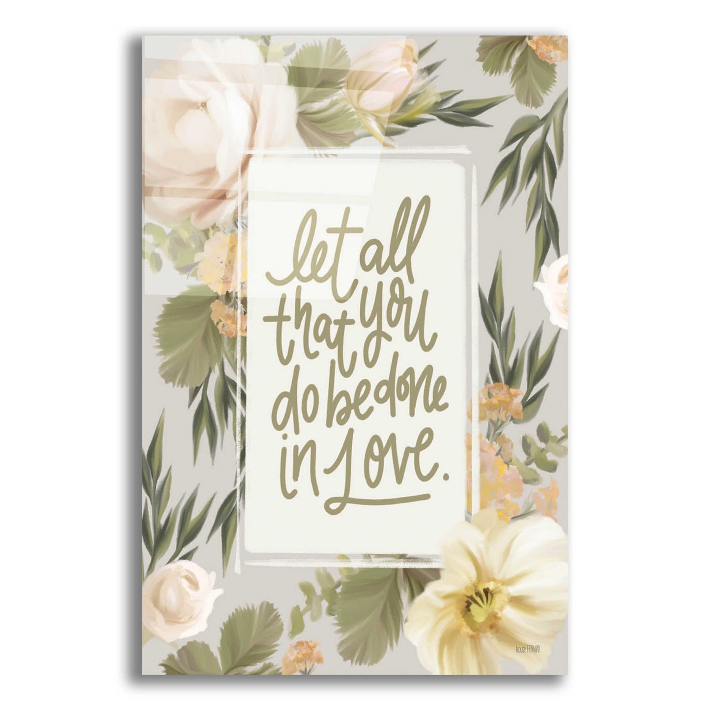 Epic Art 'Be Done in Love Floral' by House Fenway, Acrylic Glass Wall Art