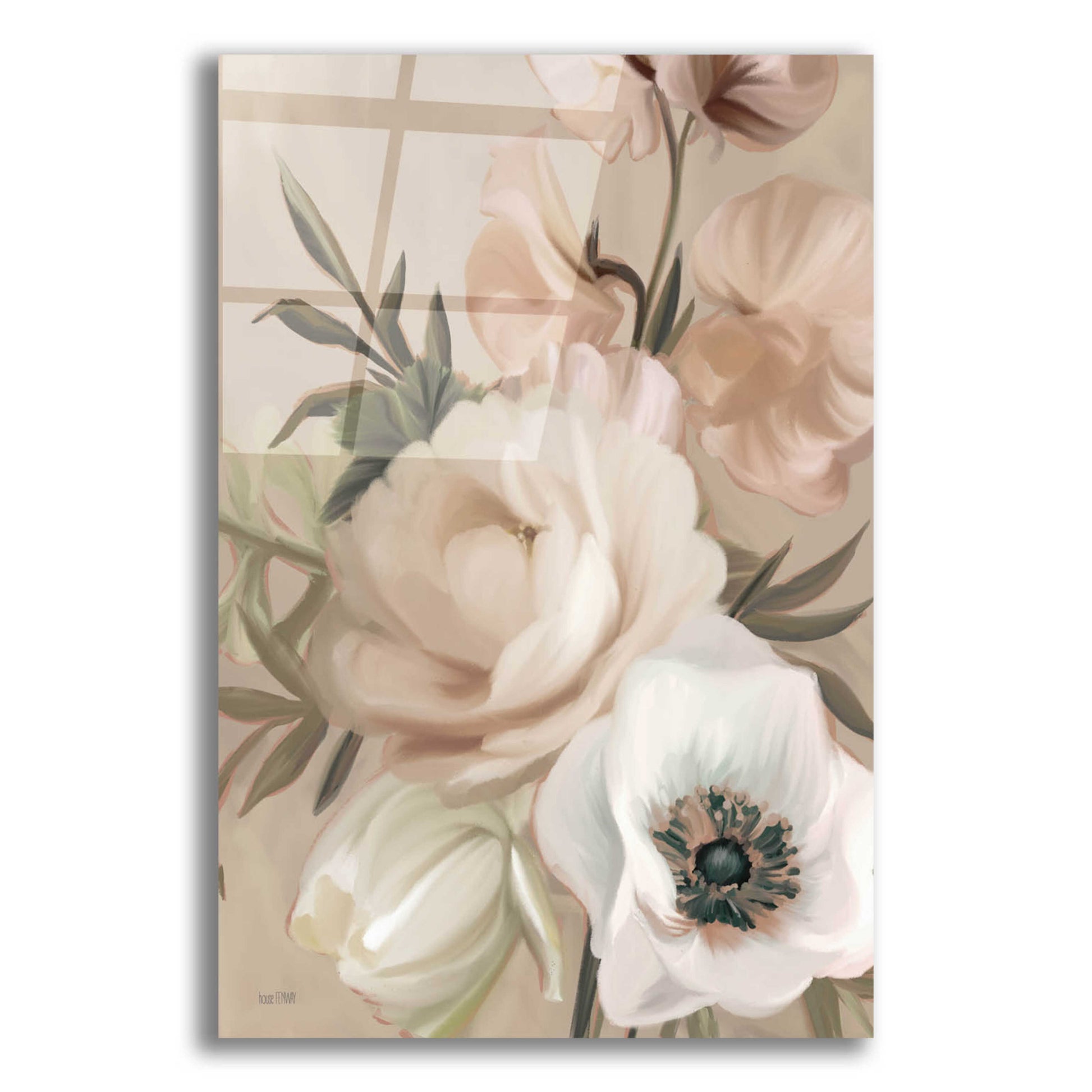 Epic Art 'Blush Peony Bouquet' by House Fenway, Acrylic Glass Wall Art,12x16