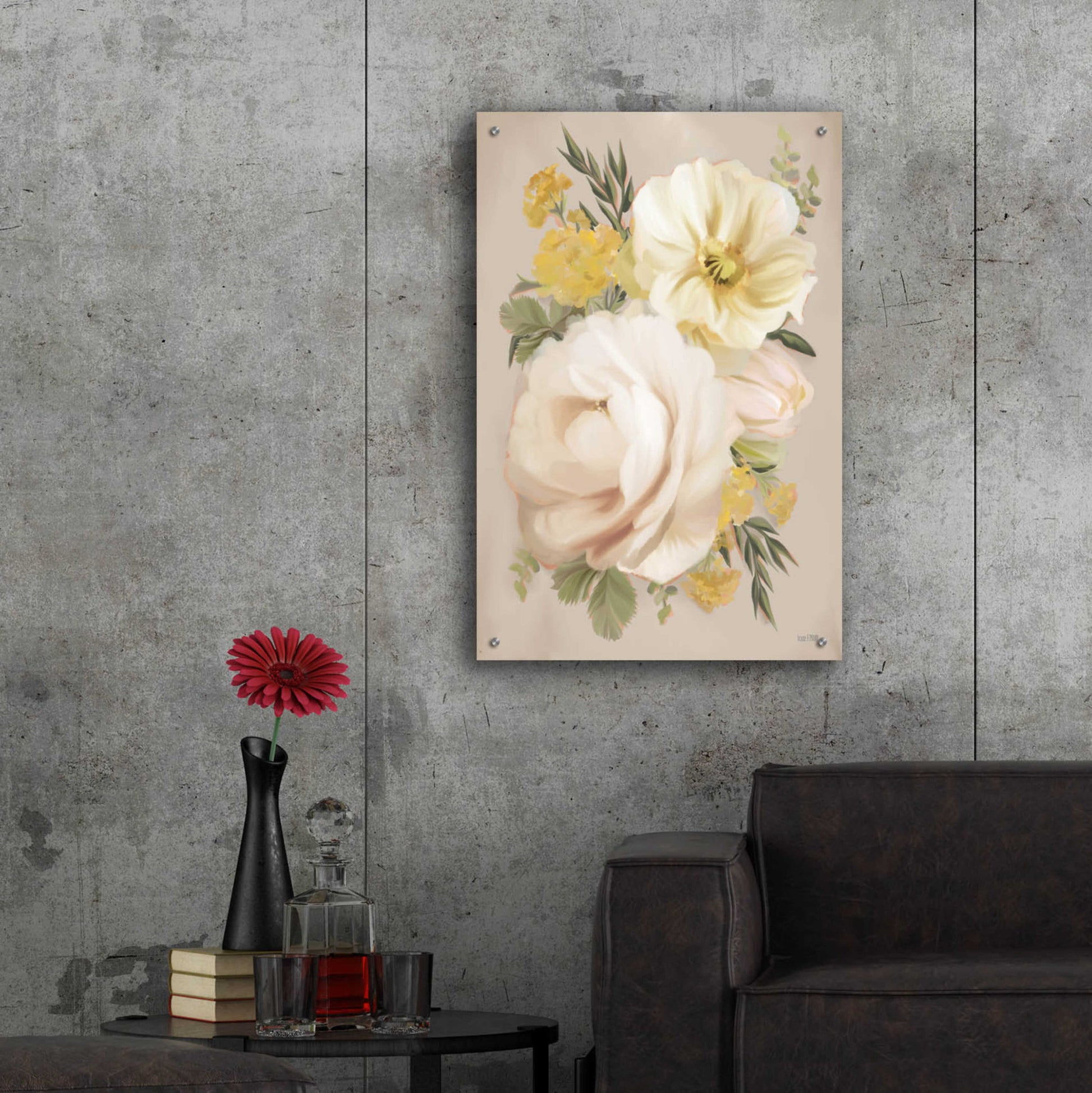 Epic Art 'Peach Peony Bouquet' by House Fenway, Acrylic Glass Wall Art,24x36