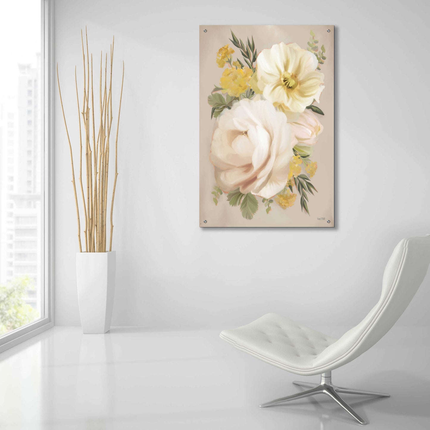 Epic Art 'Peach Peony Bouquet' by House Fenway, Acrylic Glass Wall Art,24x36