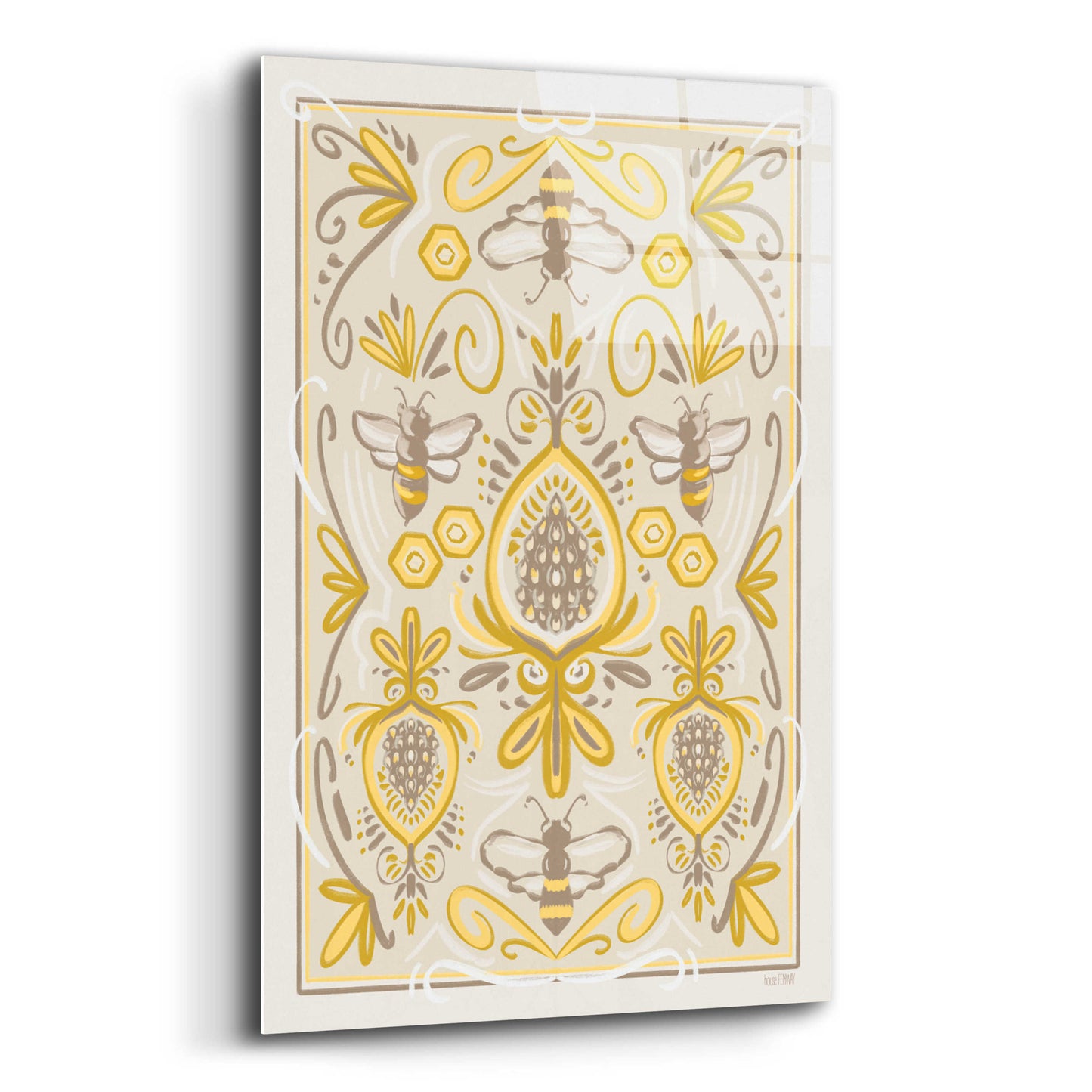 Epic Art 'Bumblebee Brocade' by House Fenway, Acrylic Glass Wall Art,12x16