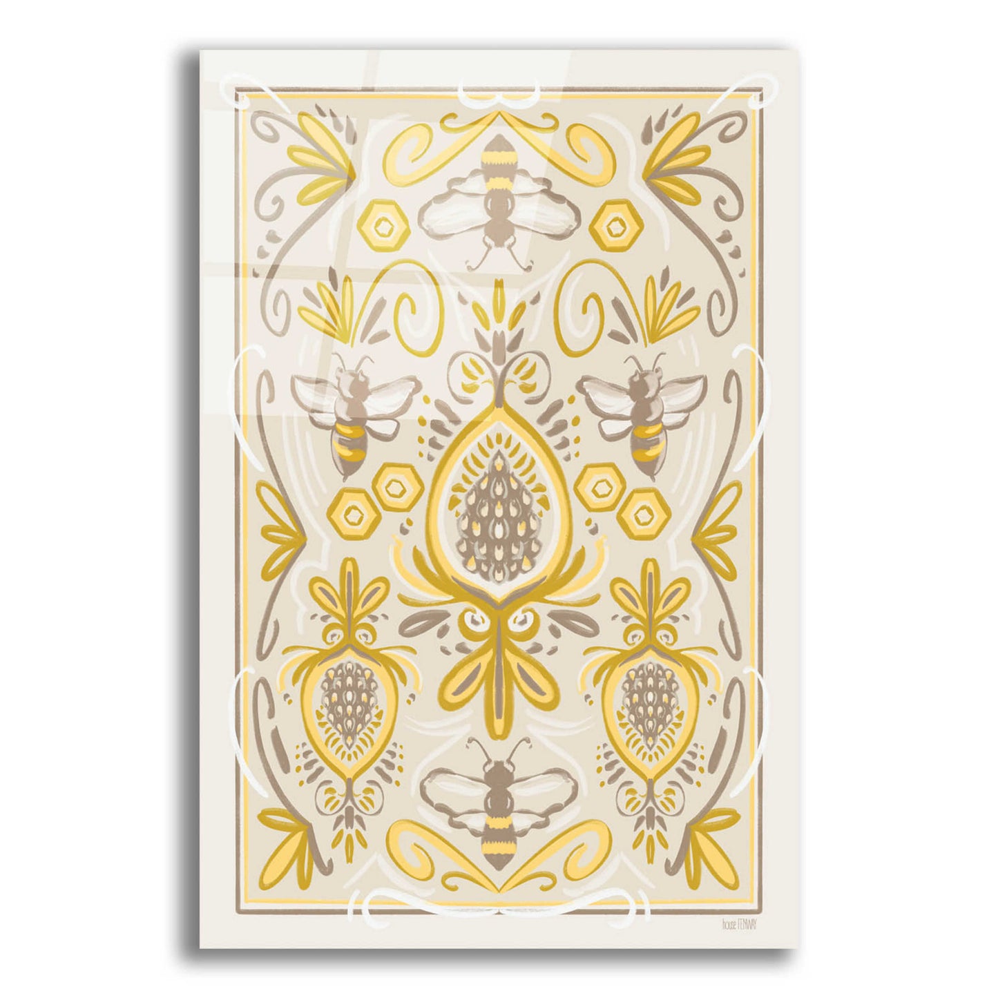 Epic Art 'Bumblebee Brocade' by House Fenway, Acrylic Glass Wall Art,12x16