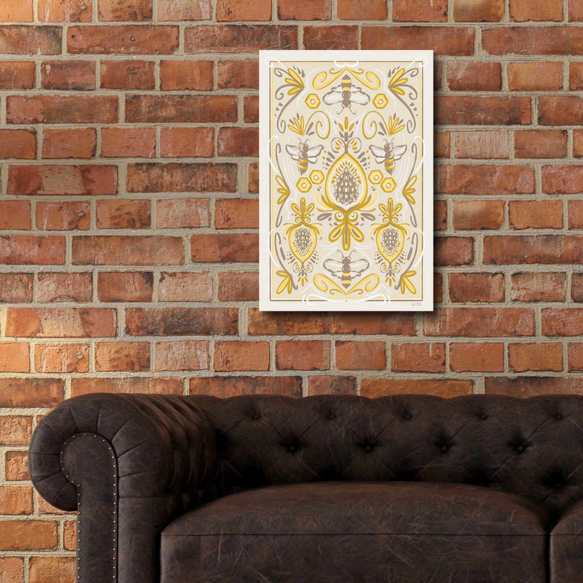 Epic Art 'Bumblebee Brocade' by House Fenway, Acrylic Glass Wall Art,16x24