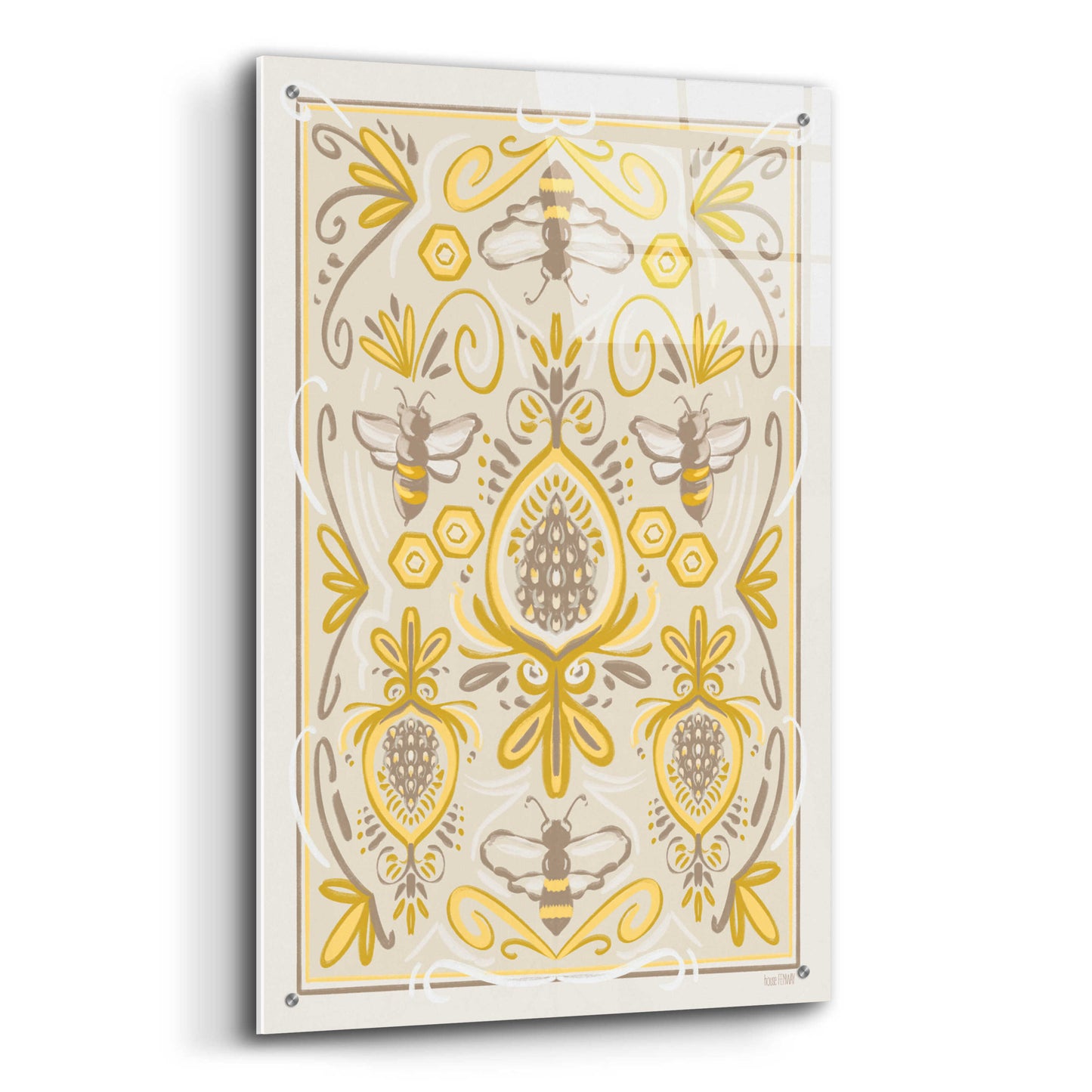 Epic Art 'Bumblebee Brocade' by House Fenway, Acrylic Glass Wall Art,24x36