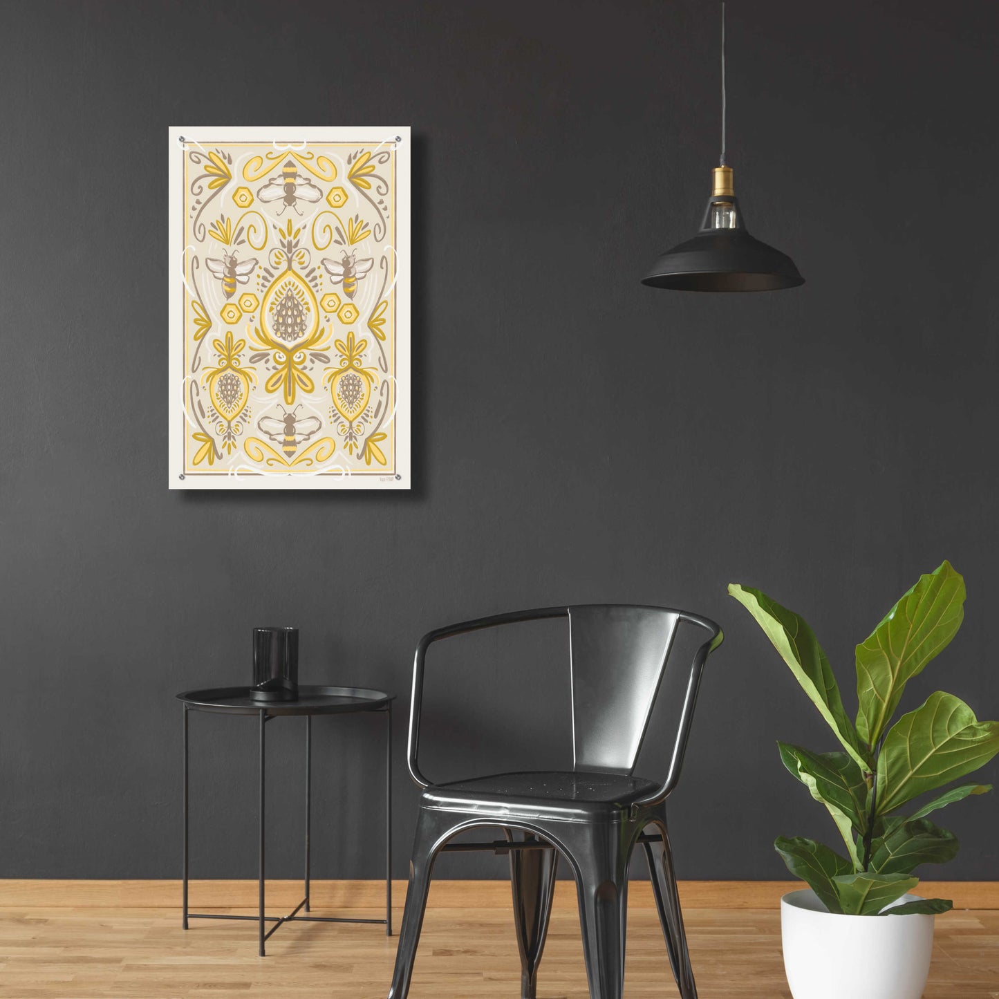 Epic Art 'Bumblebee Brocade' by House Fenway, Acrylic Glass Wall Art,24x36