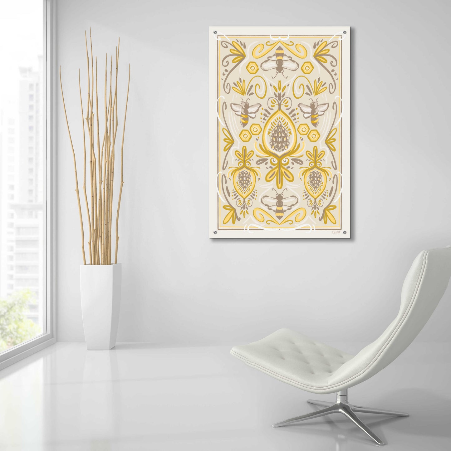 Epic Art 'Bumblebee Brocade' by House Fenway, Acrylic Glass Wall Art,24x36