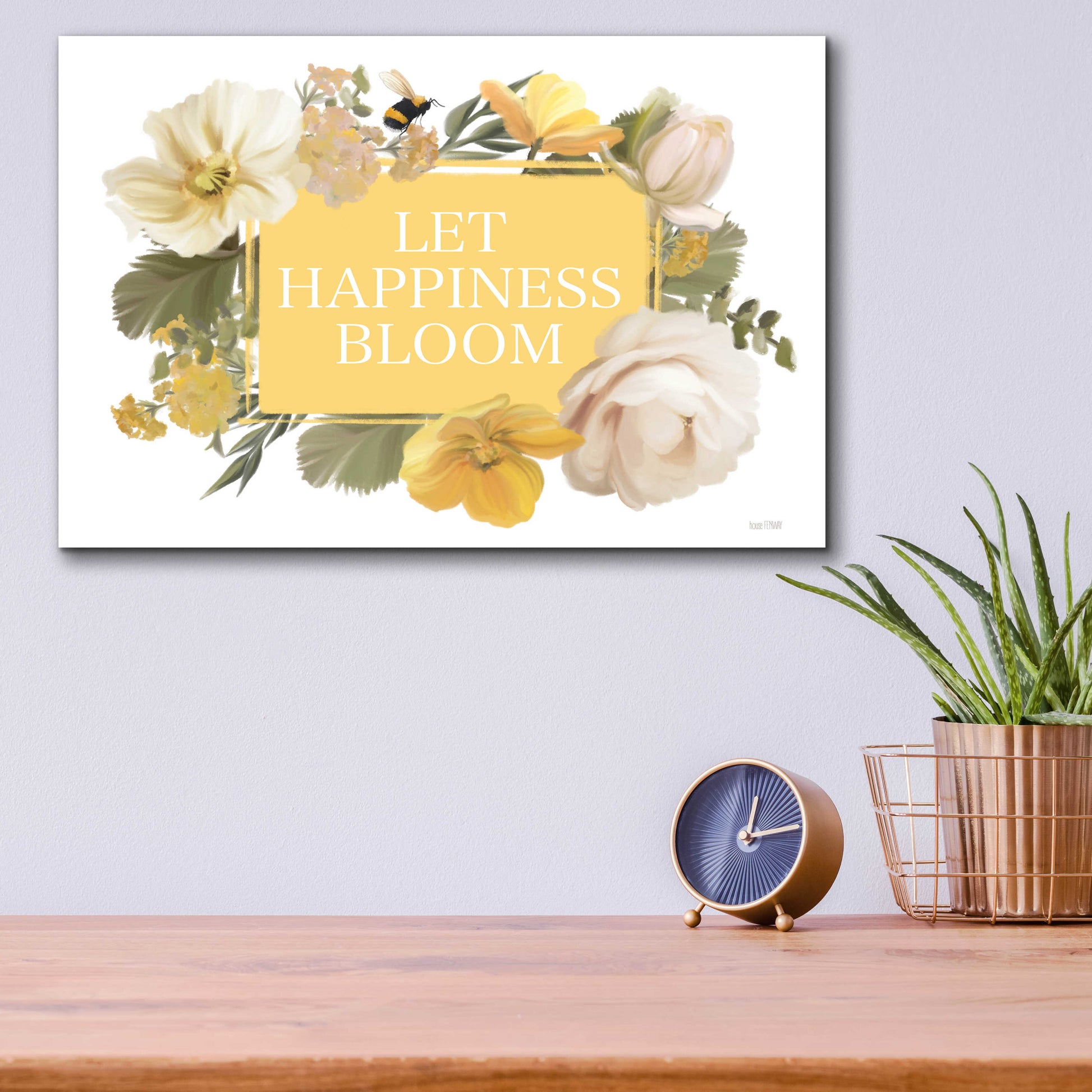 Epic Art 'Let Happiness Bloom' by House Fenway, Acrylic Glass Wall Art,16x12