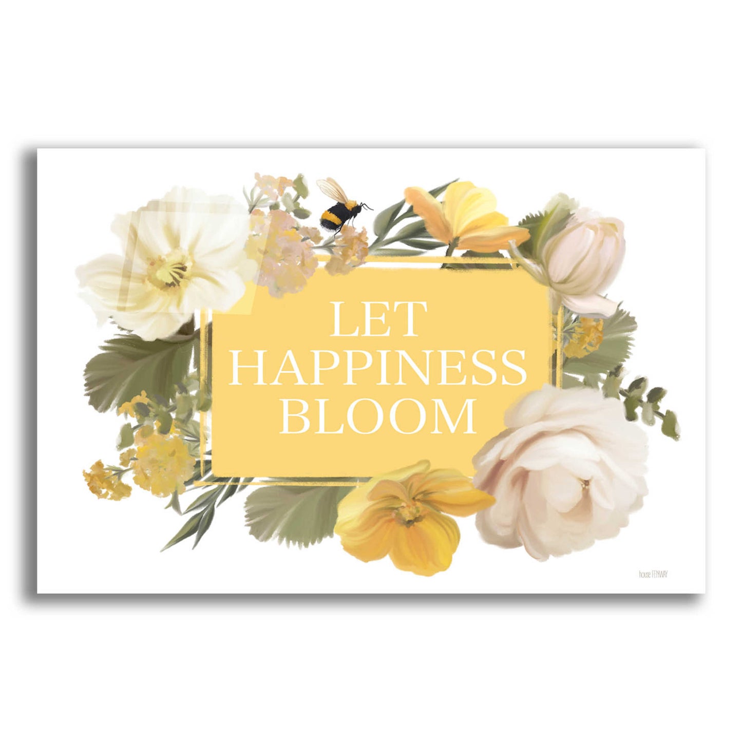 Epic Art 'Let Happiness Bloom' by House Fenway, Acrylic Glass Wall Art,16x12