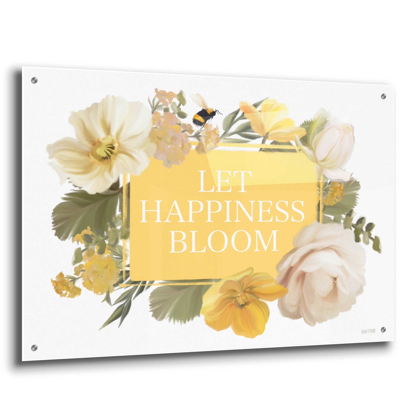 Epic Art 'Let Happiness Bloom' by House Fenway, Acrylic Glass Wall Art,36x24