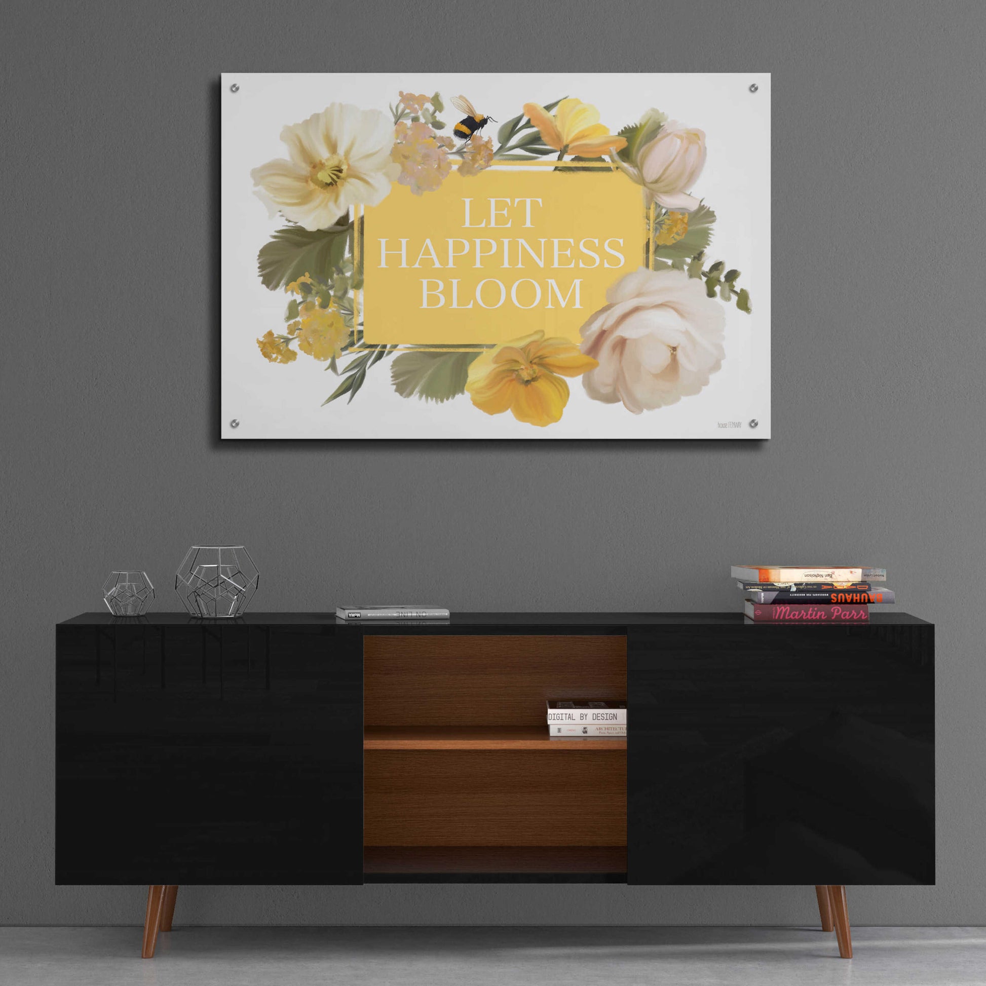 Epic Art 'Let Happiness Bloom' by House Fenway, Acrylic Glass Wall Art,36x24