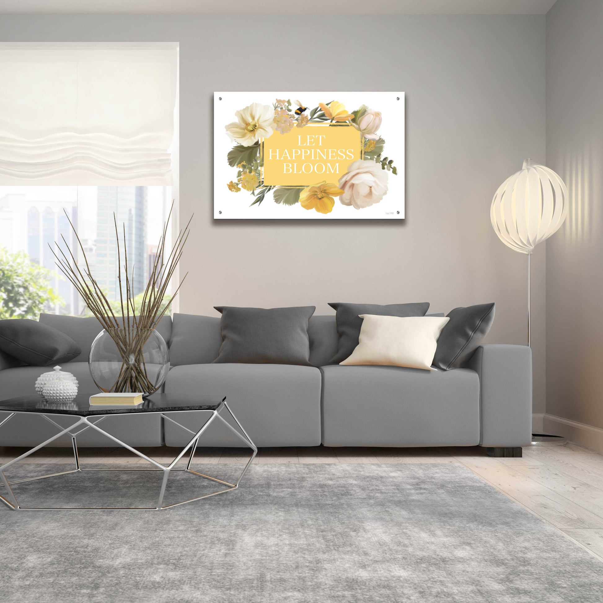 Epic Art 'Let Happiness Bloom' by House Fenway, Acrylic Glass Wall Art,36x24