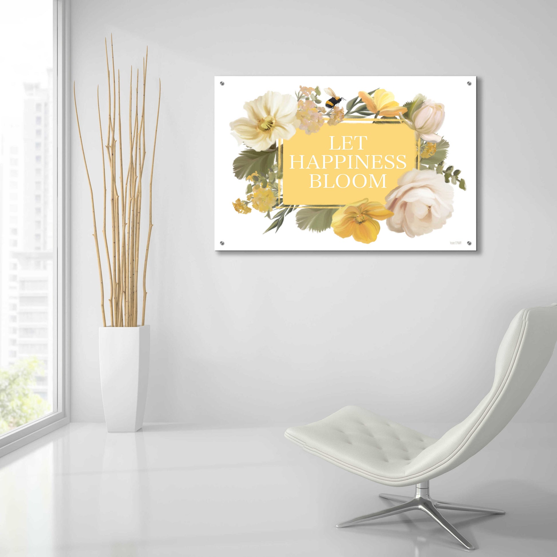 Epic Art 'Let Happiness Bloom' by House Fenway, Acrylic Glass Wall Art,36x24