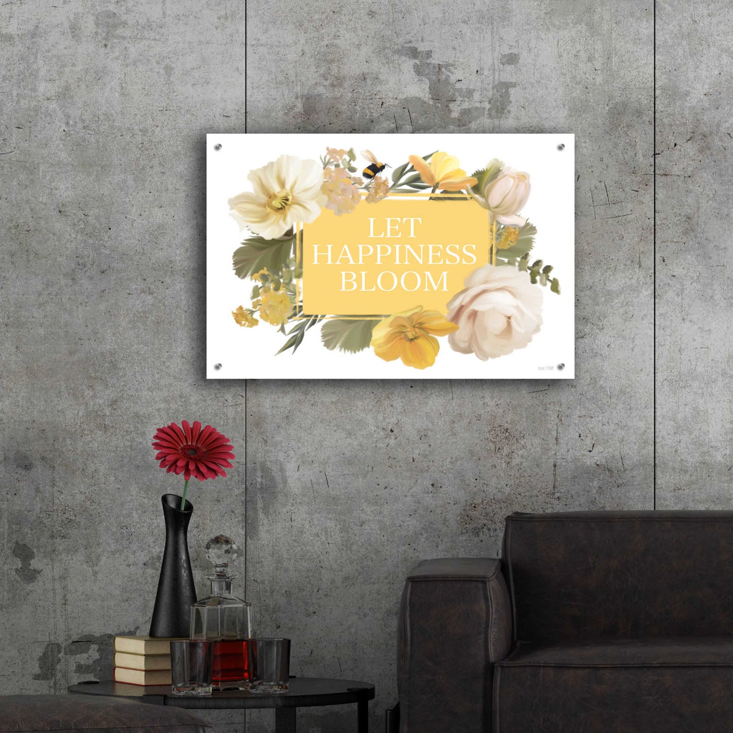 Epic Art 'Let Happiness Bloom' by House Fenway, Acrylic Glass Wall Art,36x24