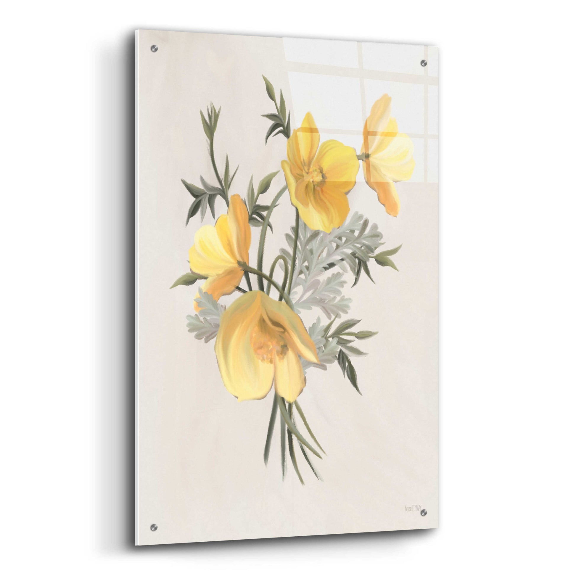 Epic Art 'Wild Yellow Poppies' by House Fenway, Acrylic Glass Wall Art,24x36