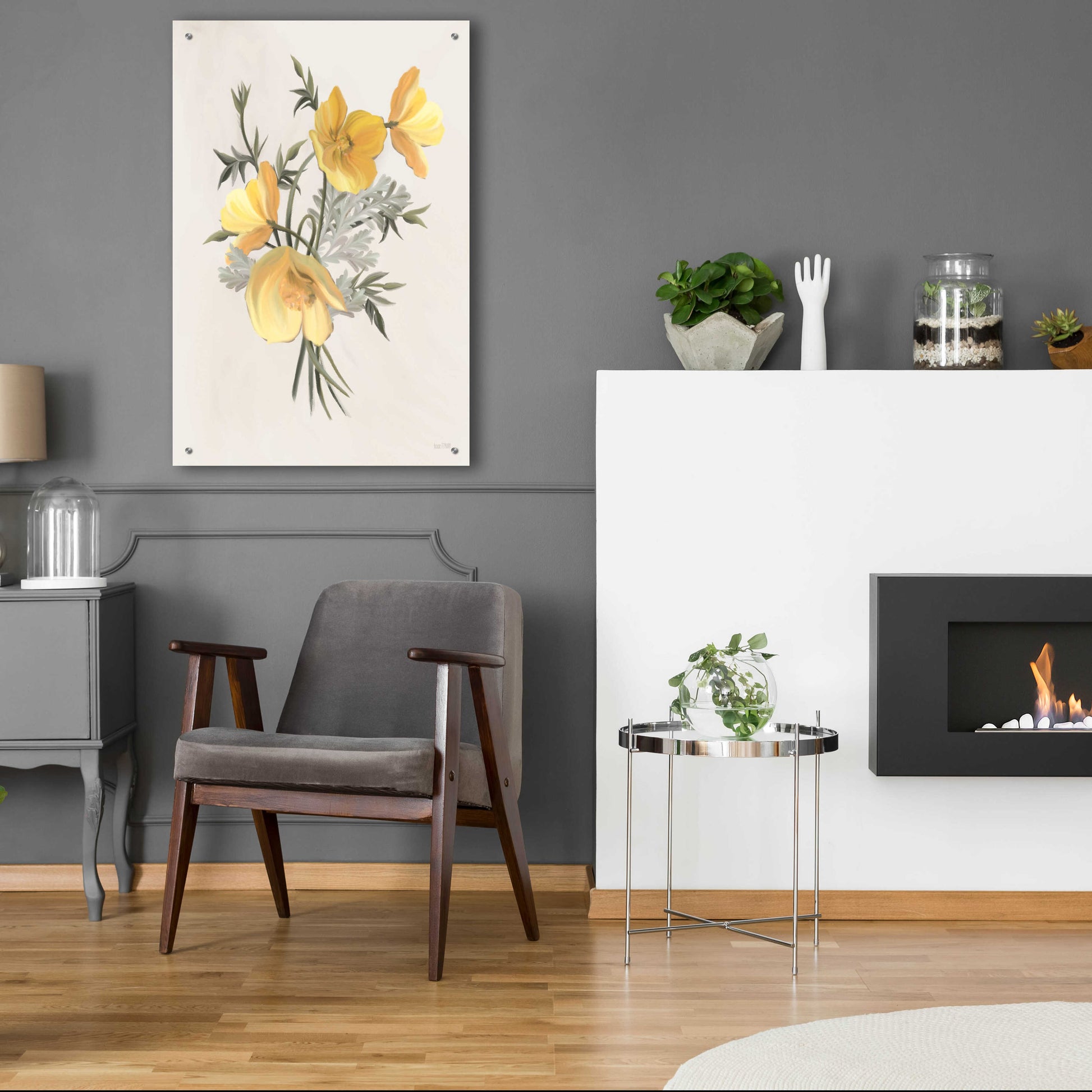 Epic Art 'Wild Yellow Poppies' by House Fenway, Acrylic Glass Wall Art,24x36